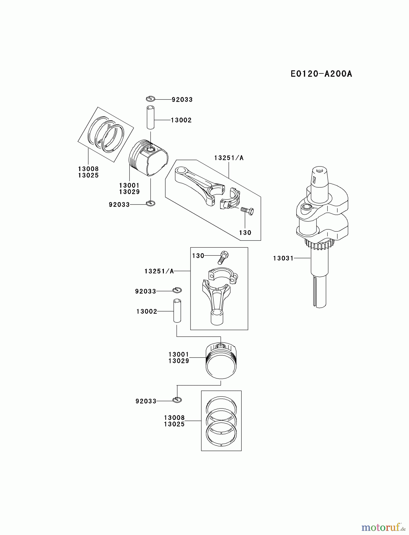  Kawasaki Motoren Motoren Vertikal FA210V - AS02 bis FH641V - DS24 FH430V-AS05 - Kawasaki FH430V 4-Stroke Engine PISTON/CRANKSHAFT