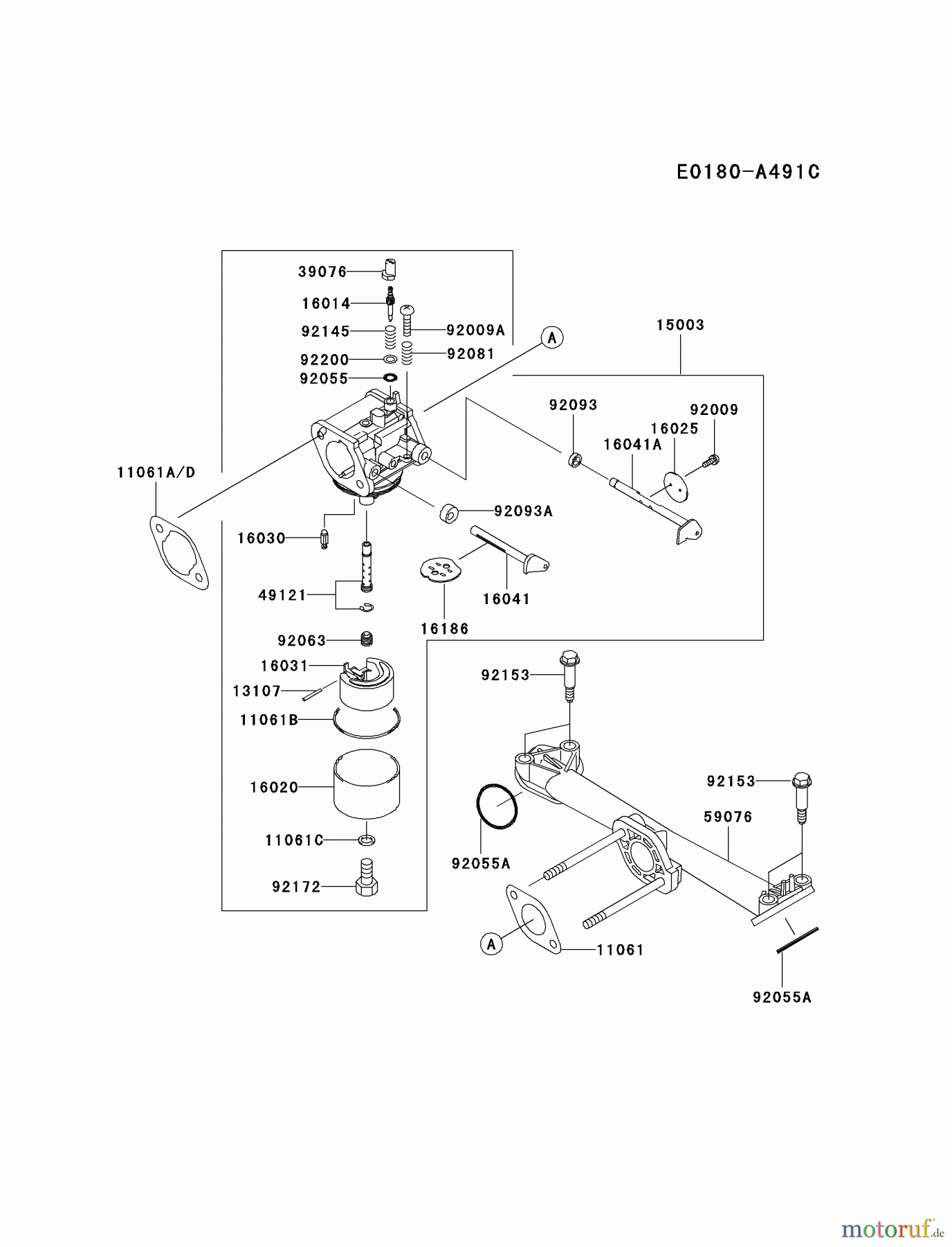  Kawasaki Motoren Motoren Vertikal FA210V - AS02 bis FH641V - DS24 FH430V-AS07 - Kawasaki FH430V 4-Stroke Engine CARBURETOR