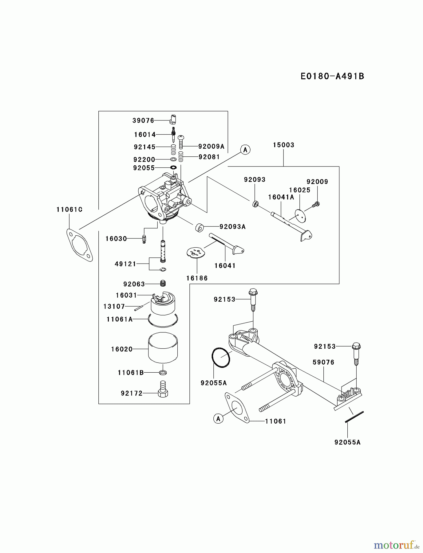  Kawasaki Motoren Motoren Vertikal FA210V - AS02 bis FH641V - DS24 FH381V-AS07 - Kawasaki FH381V 4-Stroke Engine CARBURETOR