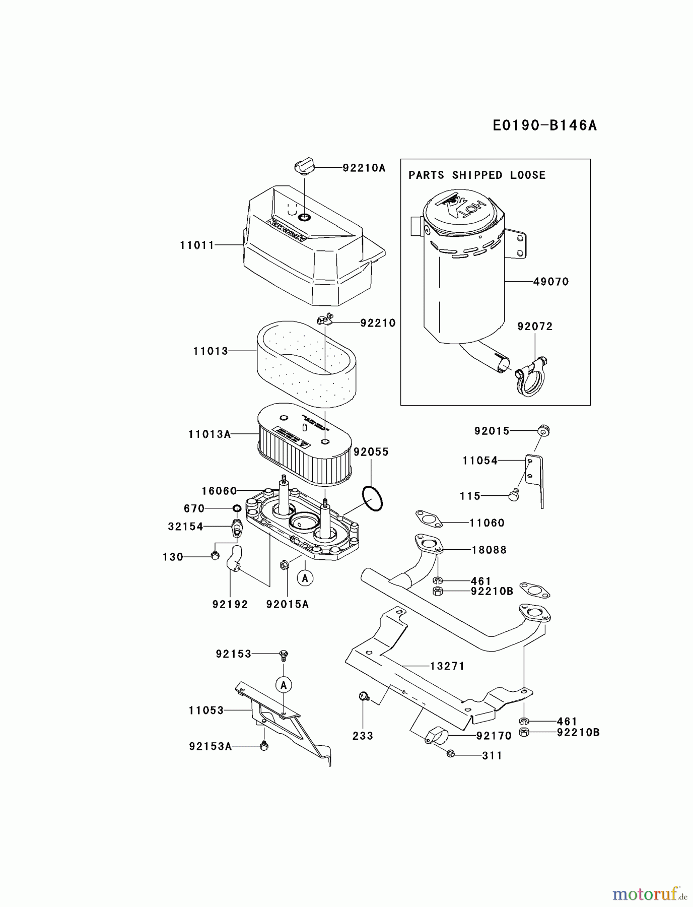  Kawasaki Motoren Motoren Vertikal FA210V - AS02 bis FH641V - DS24 FH430V-AS41 - Kawasaki FH430V 4-Stroke Engine AIR-FILTER/MUFFLER