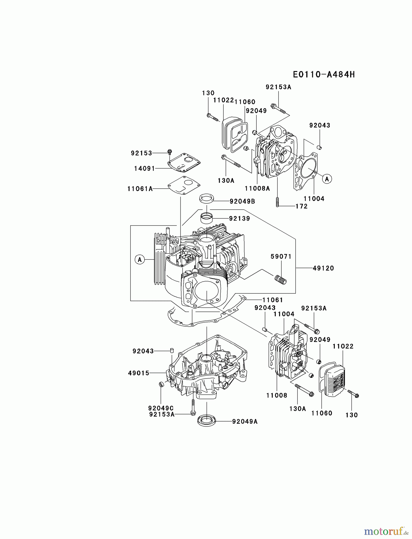  Kawasaki Motoren Motoren Vertikal FA210V - AS02 bis FH641V - DS24 FH430V-AS40 - Kawasaki FH430V 4-Stroke Engine CYLINDER/CRANKCASE