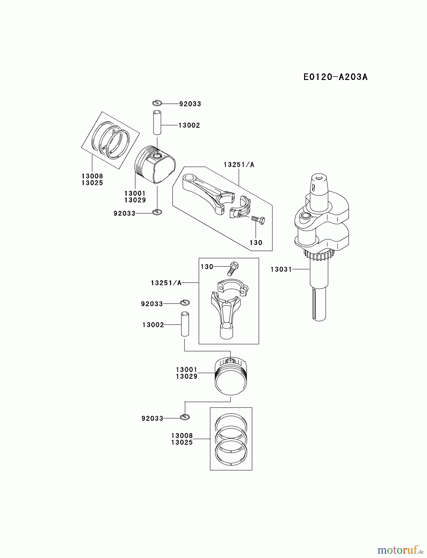  Kawasaki Motoren Motoren Vertikal FA210V - AS02 bis FH641V - DS24 FH381V-BS04 - Kawasaki FH381V 4-Stroke Engine PISTON/CRANKSHAFT