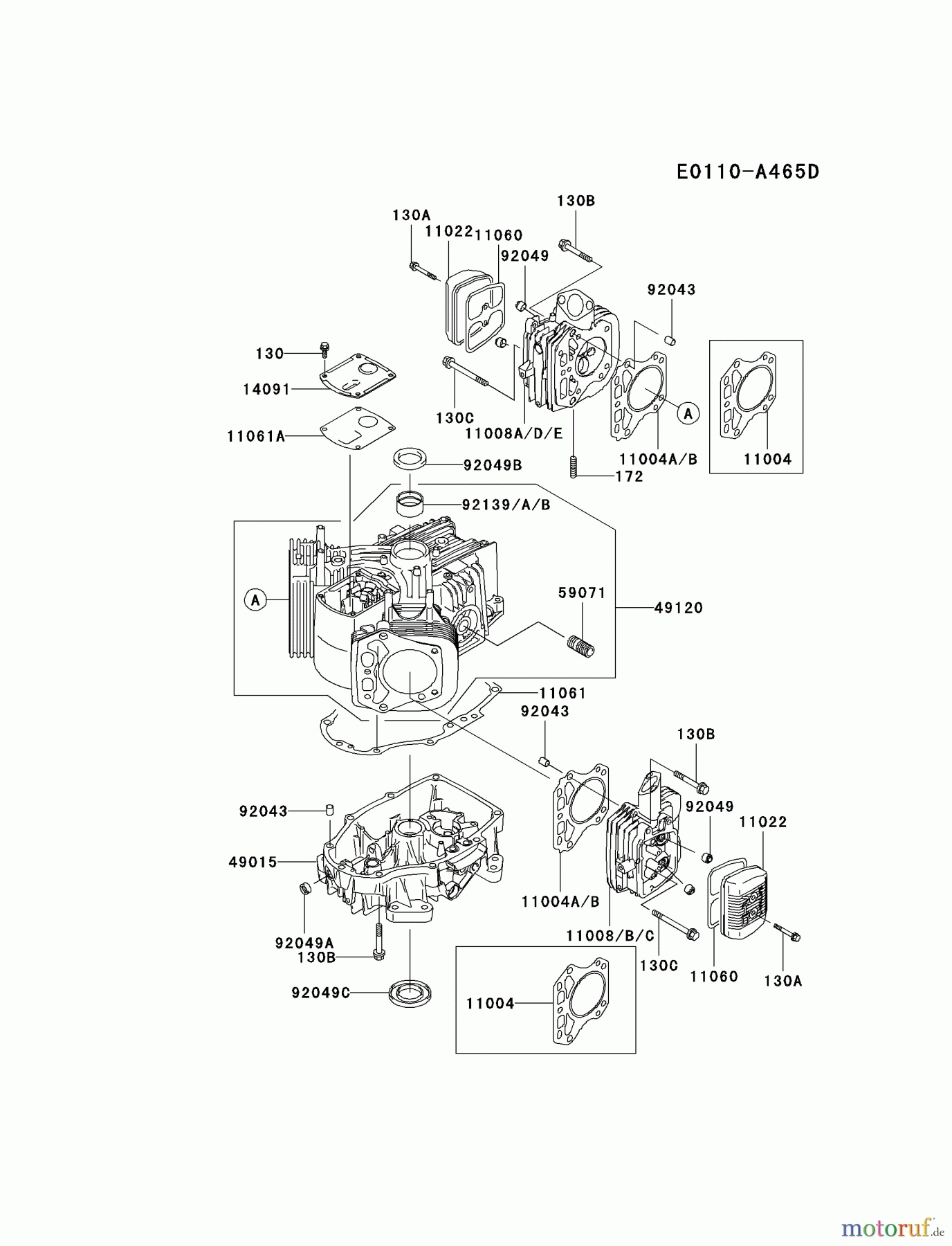  Kawasaki Motoren Motoren Vertikal FA210V - AS02 bis FH641V - DS24 FH430V-AS14 - Kawasaki FH430V 4-Stroke Engine CYLINDER/CRANKCASE