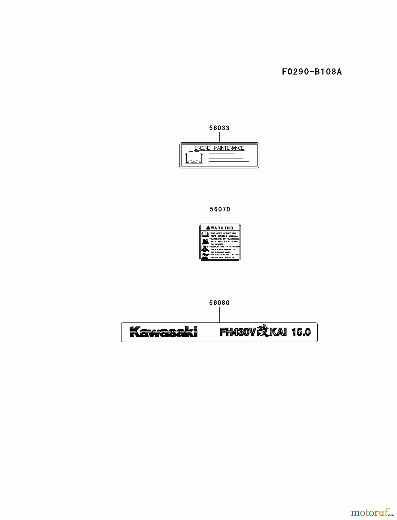  Kawasaki Motoren Motoren Vertikal FA210V - AS02 bis FH641V - DS24 FH430V-AS23 - Kawasaki FH430V 4-Stroke Engine LABEL