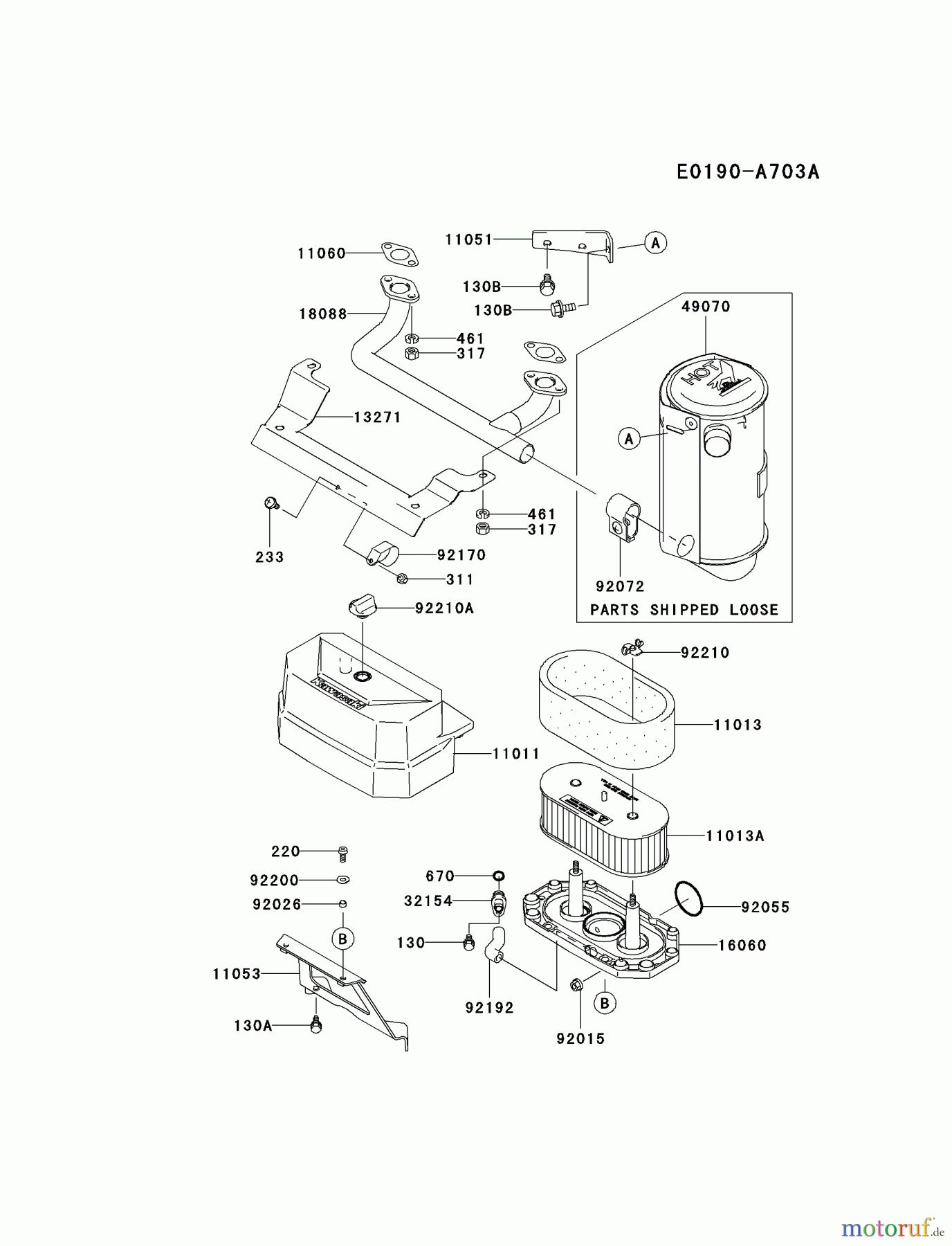  Kawasaki Motoren Motoren Vertikal FA210V - AS02 bis FH641V - DS24 FH381V-BS21 - Kawasaki FH381V 4-Stroke Engine AIR-FILTER/MUFFLER