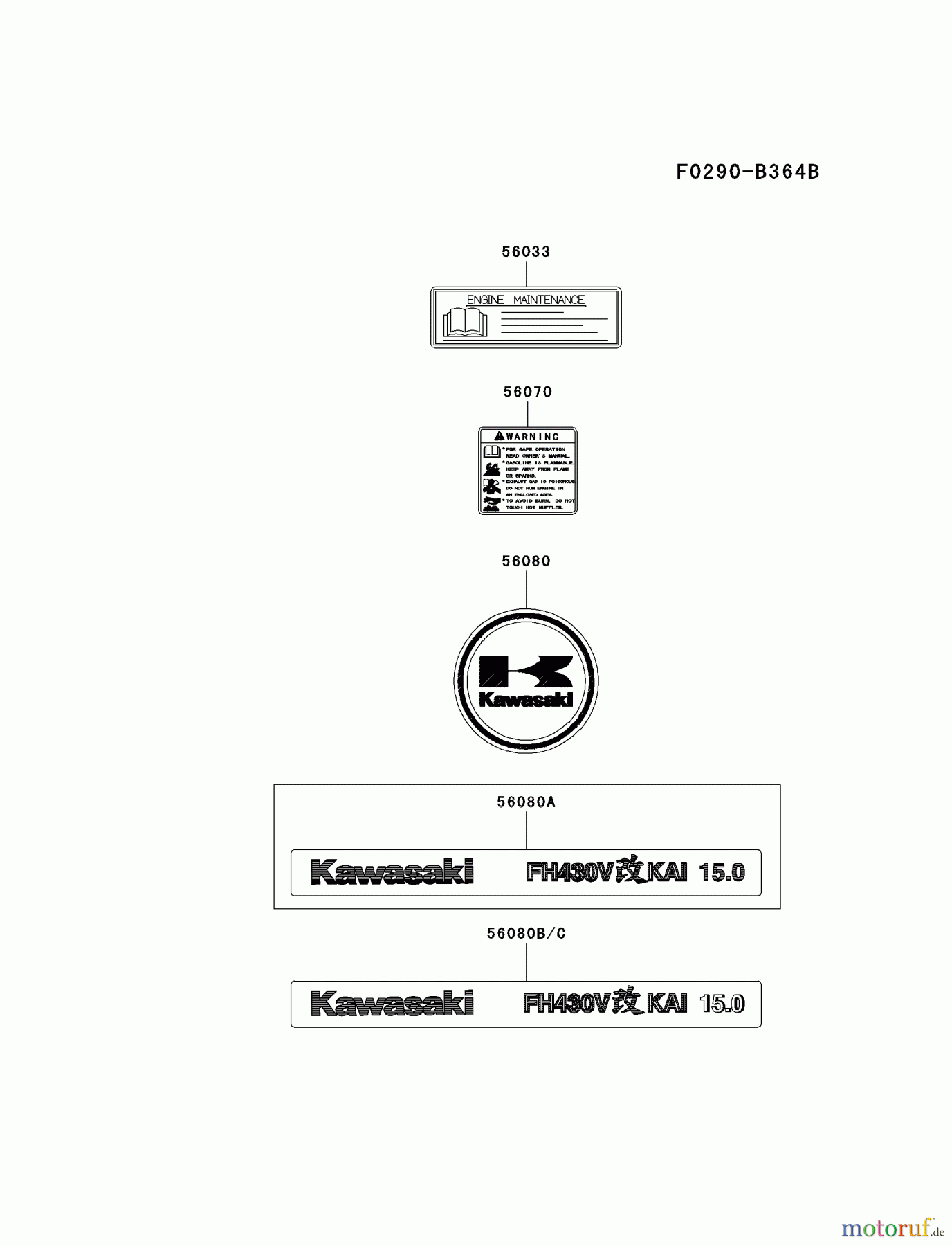  Kawasaki Motoren Motoren Vertikal FA210V - AS02 bis FH641V - DS24 FH430V-AS36 - Kawasaki FH430V 4-Stroke Engine LABEL