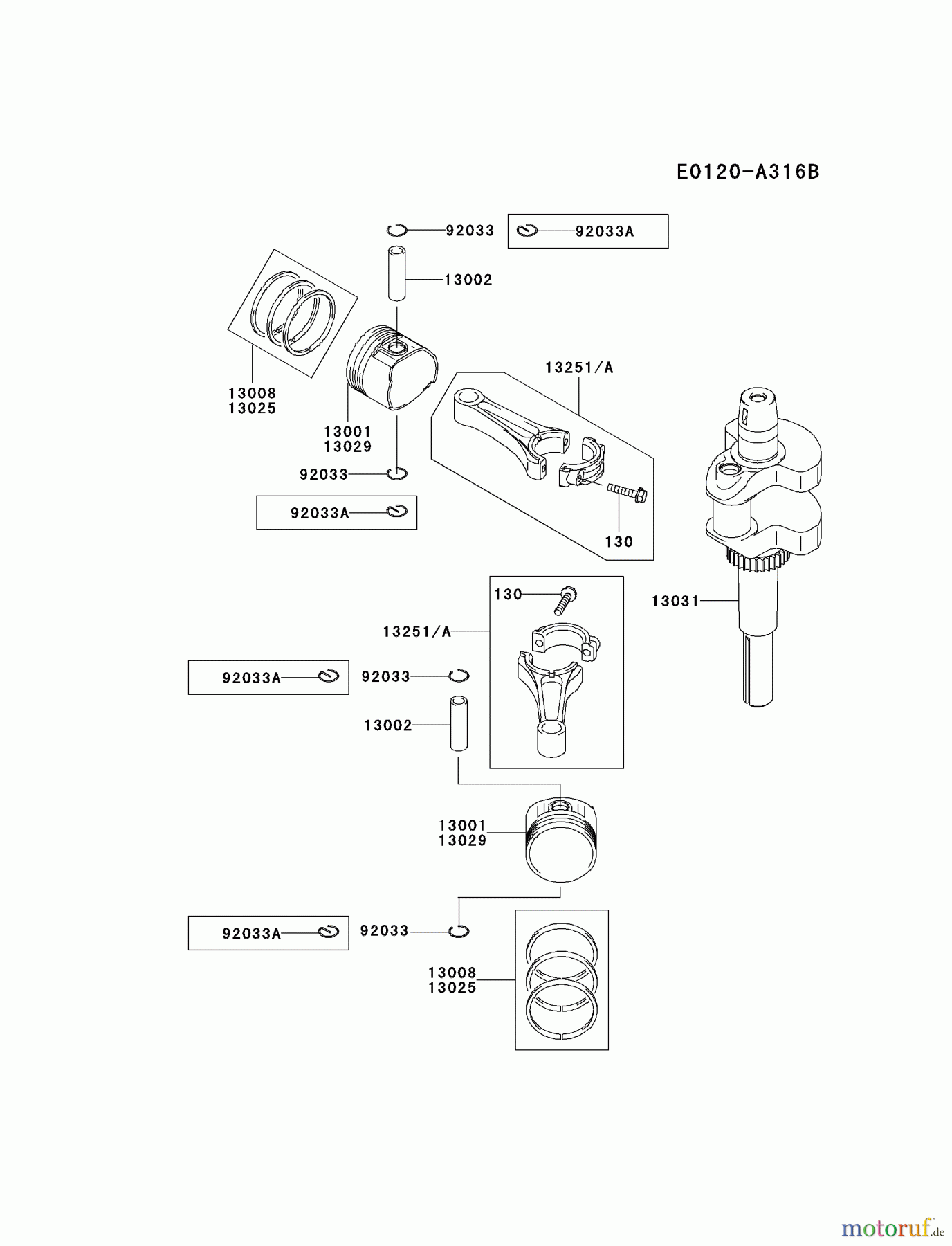  Kawasaki Motoren Motoren Vertikal FA210V - AS02 bis FH641V - DS24 FH430V-CS10 - Kawasaki FH430V 4-Stroke Engine PISTON/CRANKSHAFT