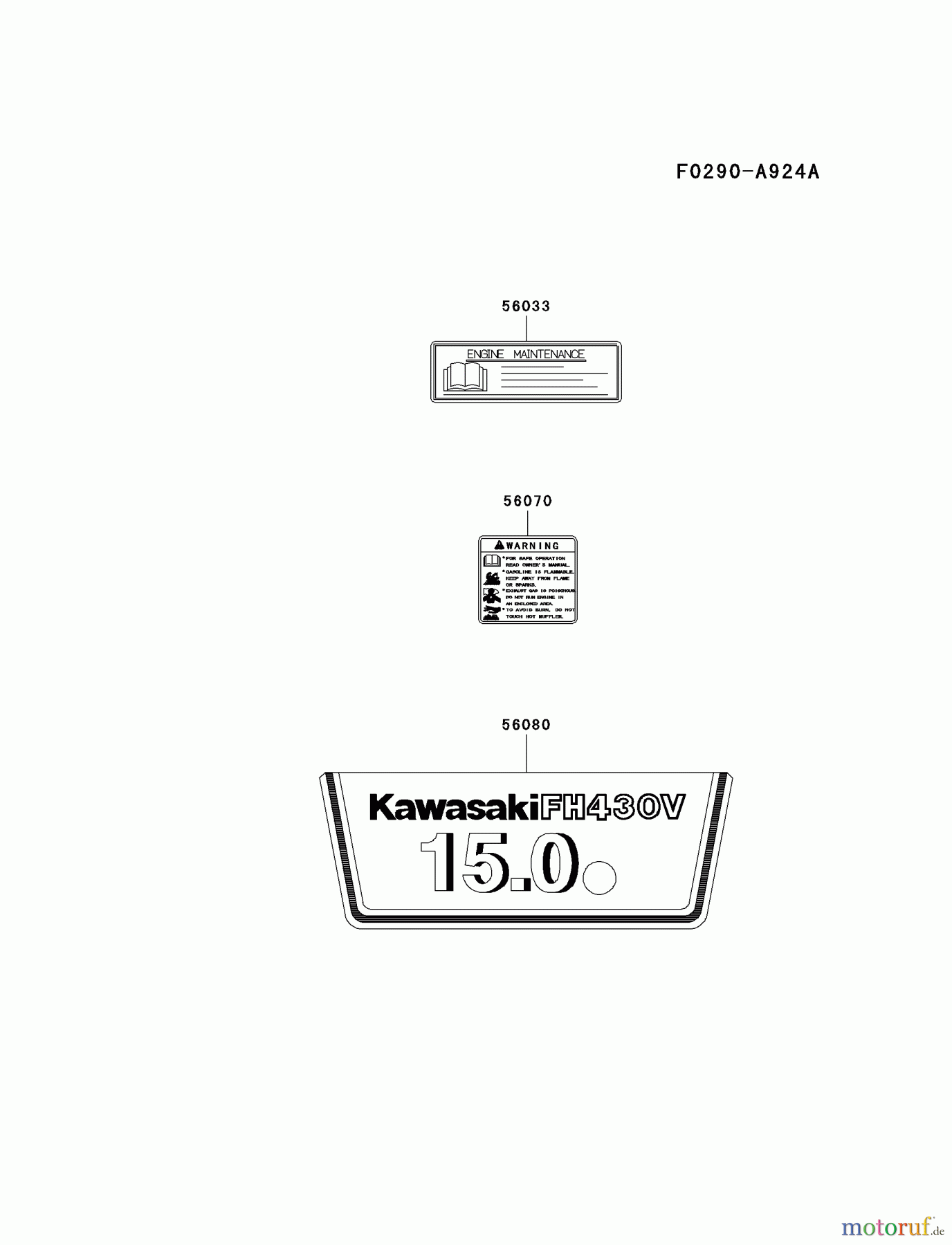  Kawasaki Motoren Motoren Vertikal FA210V - AS02 bis FH641V - DS24 FH430V-BS07 - Kawasaki FH430V 4-Stroke Engine LABEL