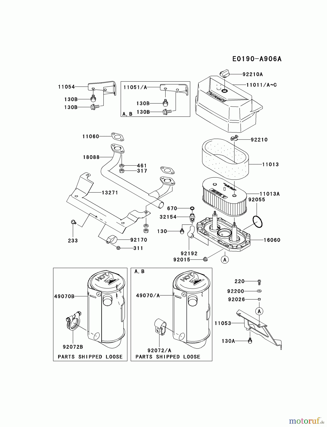  Kawasaki Motoren Motoren Vertikal FA210V - AS02 bis FH641V - DS24 FH430V-CS25 - Kawasaki FH430V 4-Stroke Engine AIR-FILTER/MUFFLER