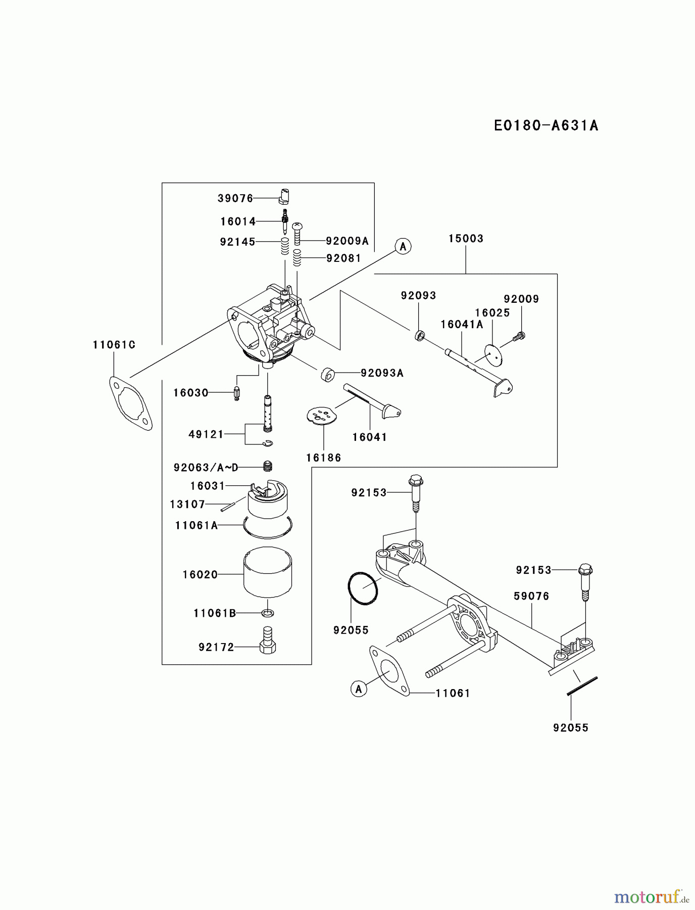  Kawasaki Motoren Motoren Vertikal FA210V - AS02 bis FH641V - DS24 FH430V-CS25 - Kawasaki FH430V 4-Stroke Engine CARBURETOR