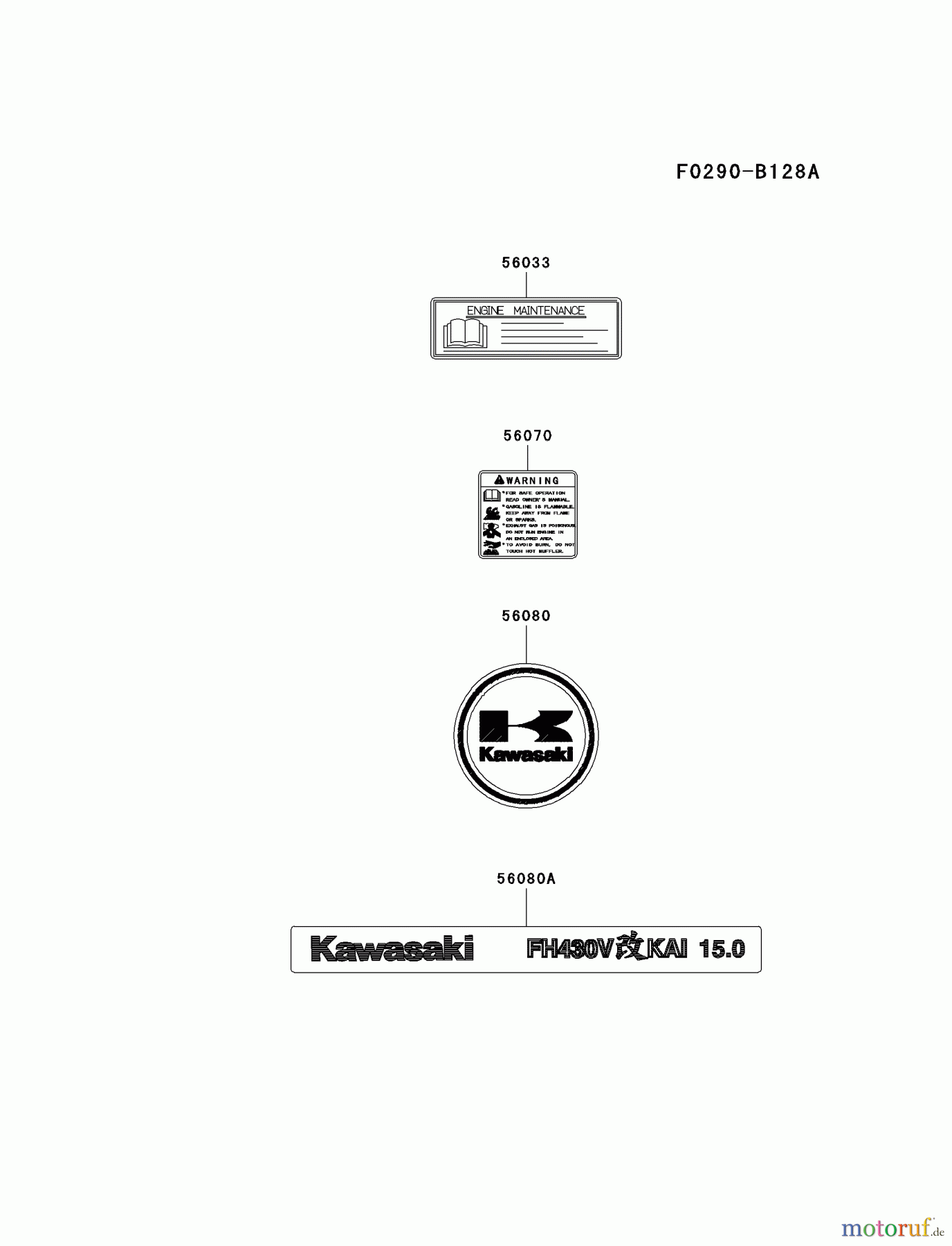  Kawasaki Motoren Motoren Vertikal FA210V - AS02 bis FH641V - DS24 FH430V-AS22 - Kawasaki FH430V 4-Stroke Engine LABEL