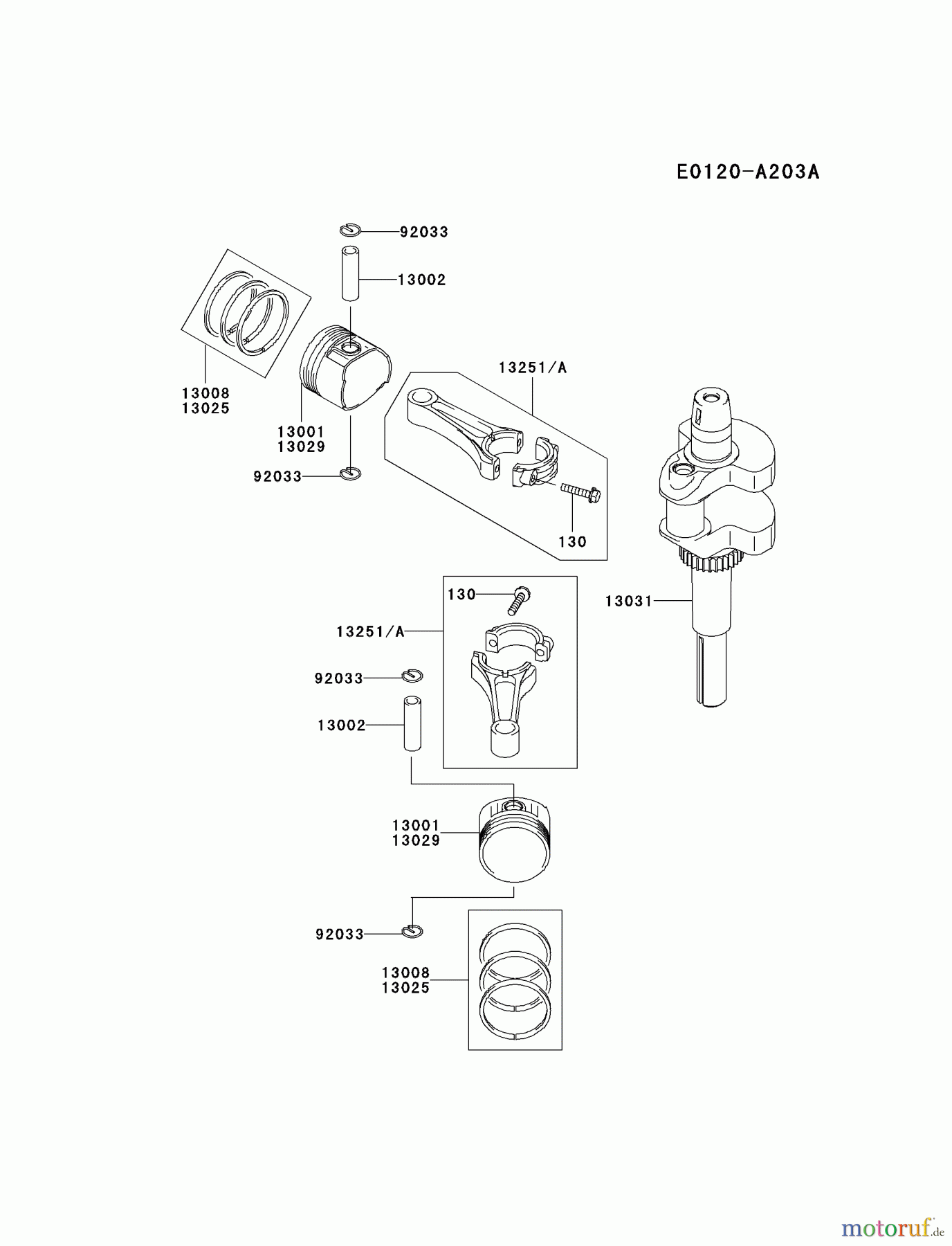  Kawasaki Motoren Motoren Vertikal FA210V - AS02 bis FH641V - DS24 FH430V-AS11 - Kawasaki FH430V 4-Stroke Engine PISTON/CRANKSHAFT