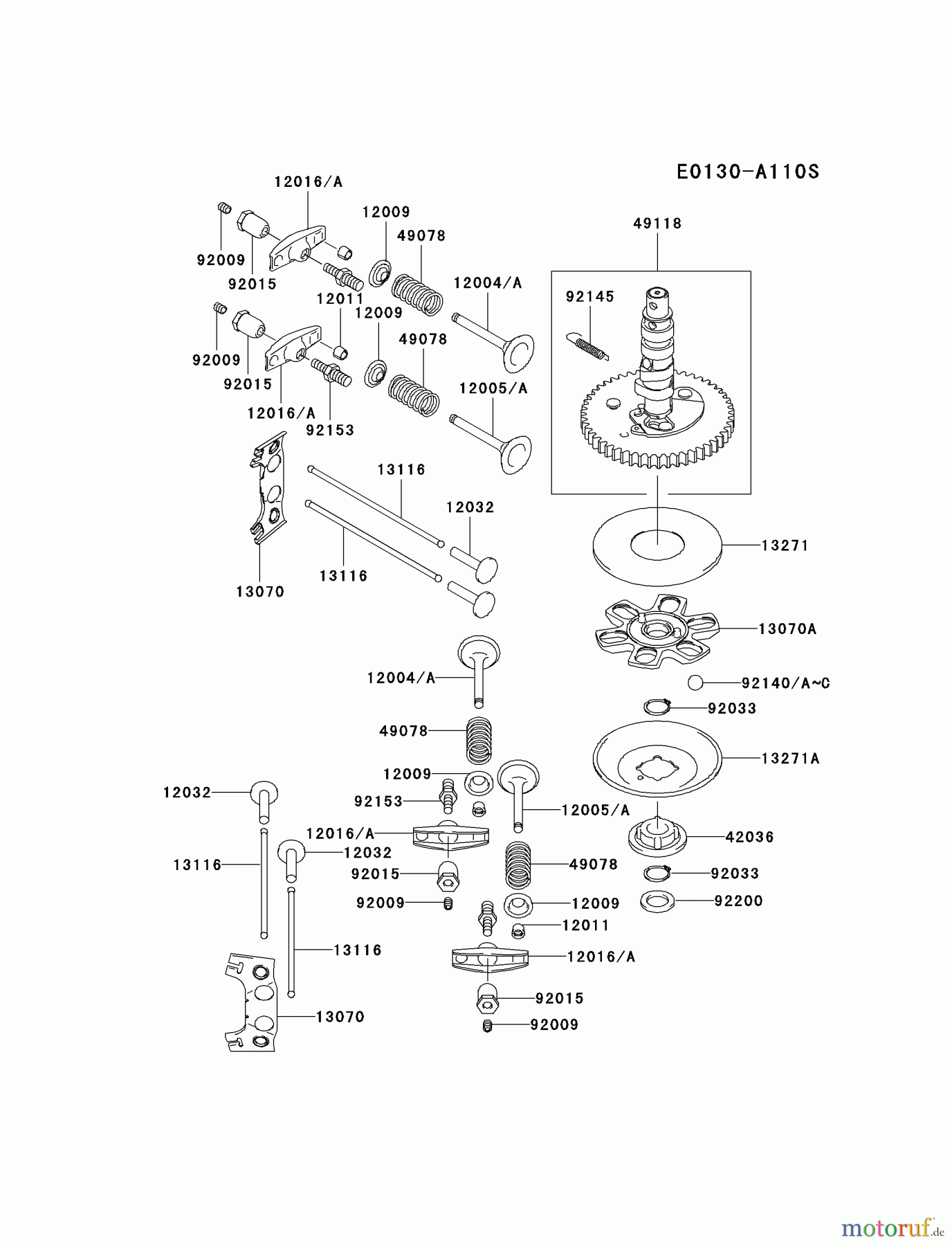  Kawasaki Motoren Motoren Vertikal FA210V - AS02 bis FH641V - DS24 FH430V-CS33 - Kawasaki FH430V 4-Stroke Engine VALVE/CAMSHAFT