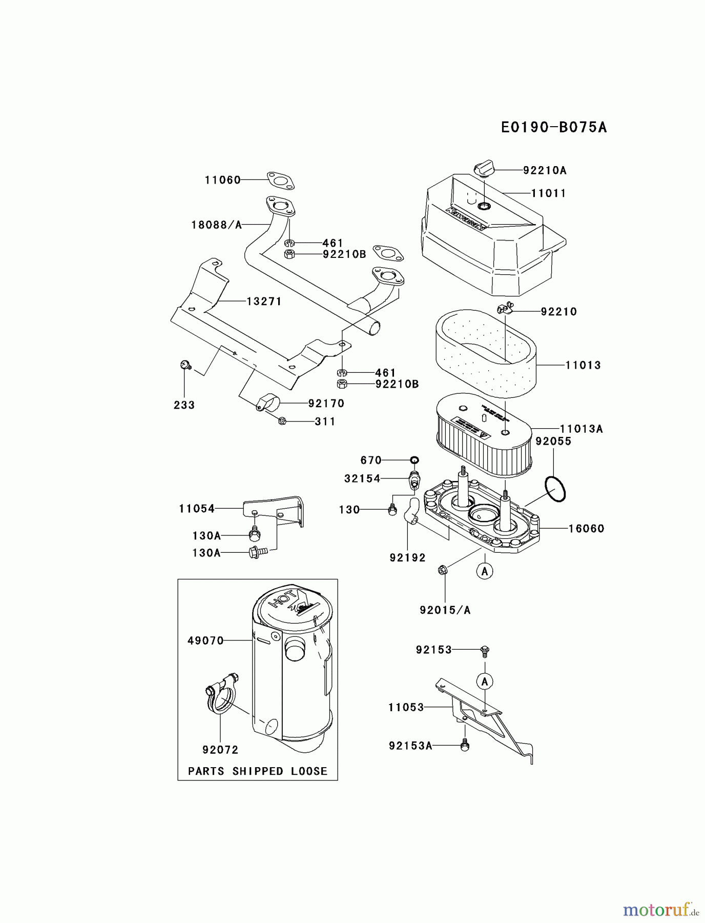  Kawasaki Motoren Motoren Vertikal FA210V - AS02 bis FH641V - DS24 FH381V-AS29 - Kawasaki FH381V 4-Stroke Engine AIR-FILTER/MUFFLER