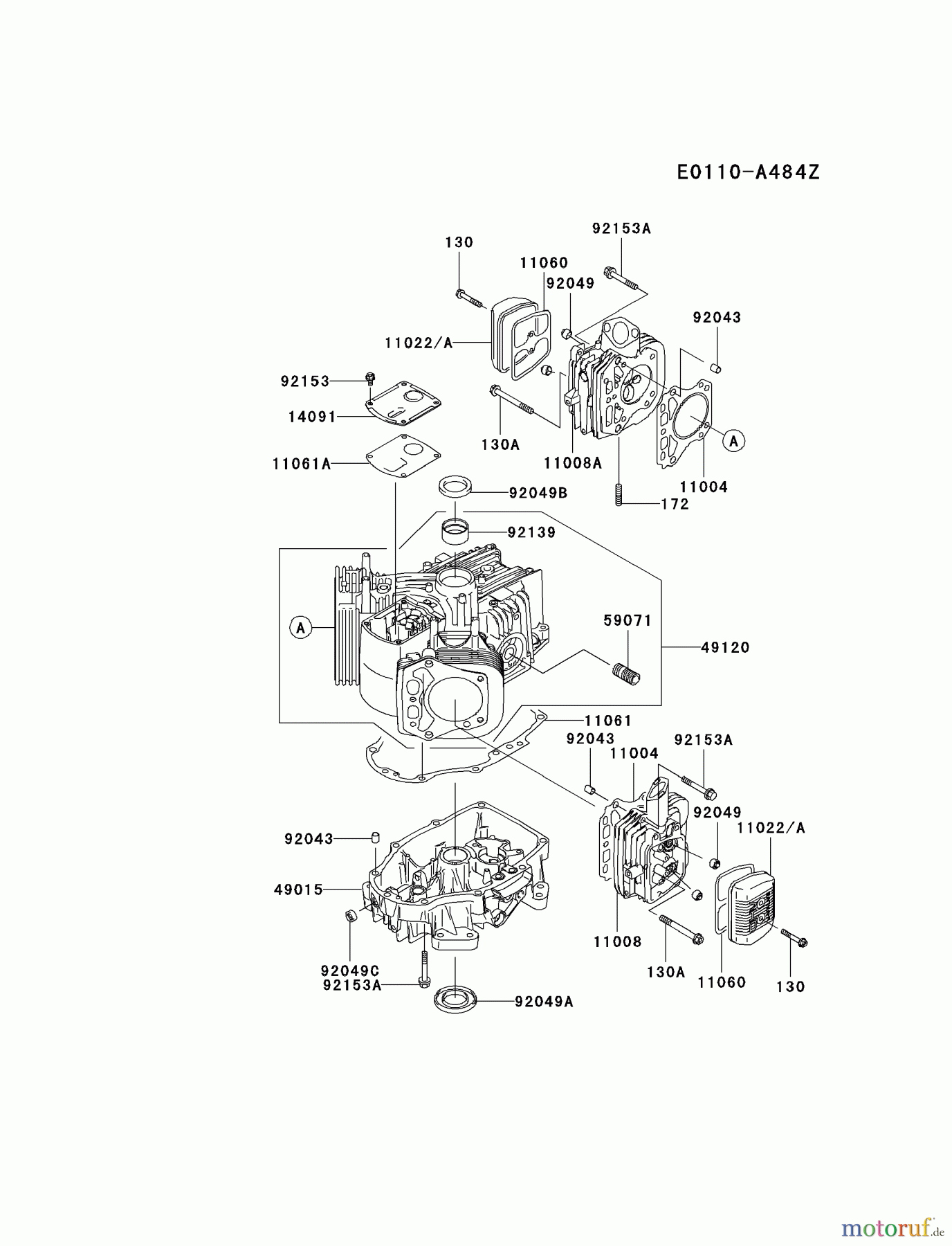  Kawasaki Motoren Motoren Vertikal FA210V - AS02 bis FH641V - DS24 FH430V-DS26 - Kawasaki FH430V 4-Stroke Engine CYLINDER/CRANKCASE