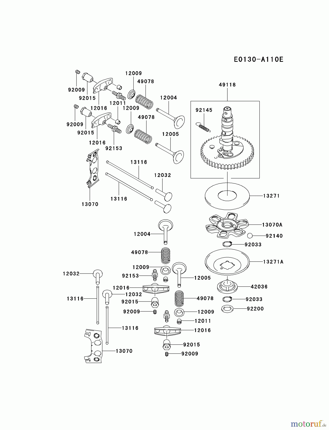  Kawasaki Motoren Motoren Vertikal FA210V - AS02 bis FH641V - DS24 FH430V-DS27 - Kawasaki FH430V 4-Stroke Engine VALVE/CAMSHAFT