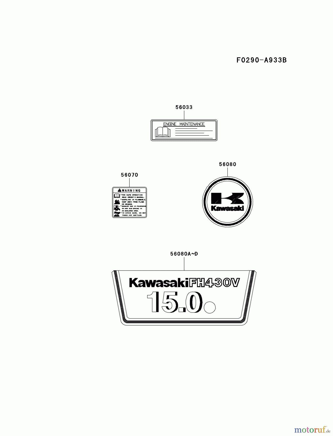  Kawasaki Motoren Motoren Vertikal FA210V - AS02 bis FH641V - DS24 FH430V-CS06 - Kawasaki FH430V 4-Stroke Engine LABEL