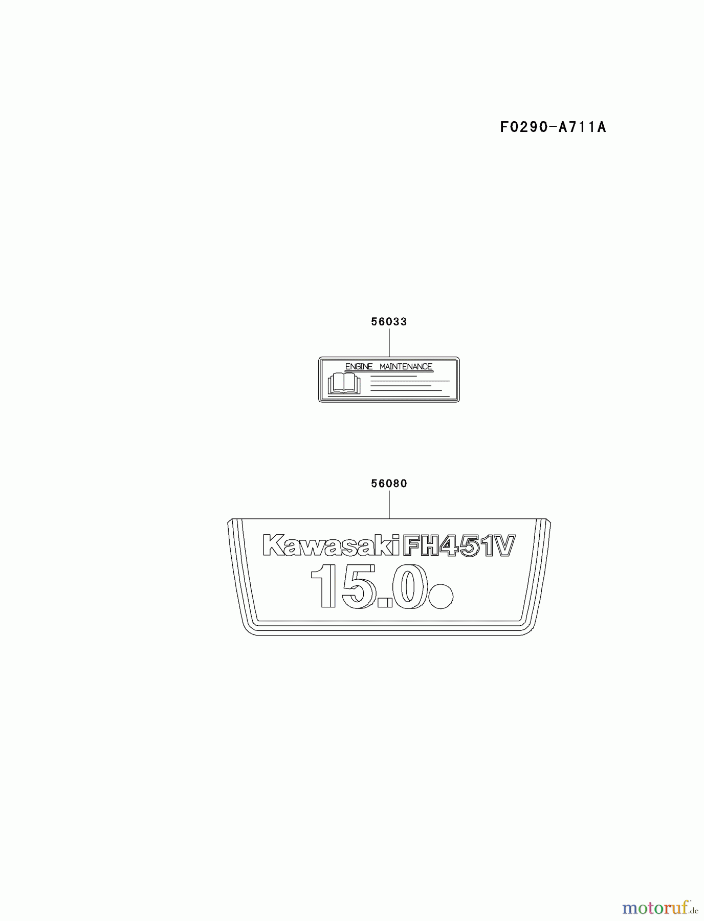  Kawasaki Motoren Motoren Vertikal FA210V - AS02 bis FH641V - DS24 FH451V-BS12 - Kawasaki FH451V 4-Stroke Engine LABEL