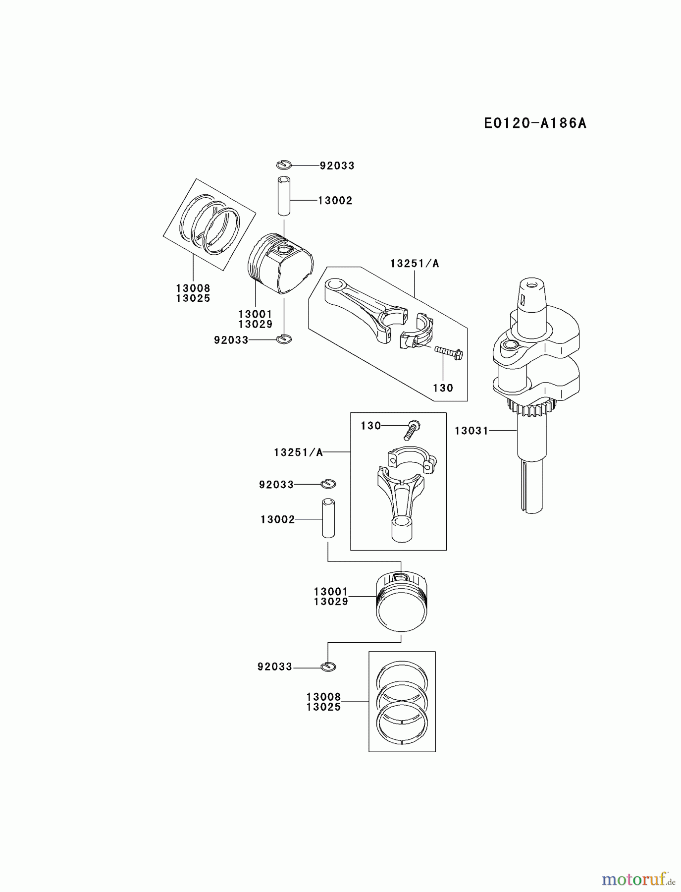  Kawasaki Motoren Motoren Vertikal FA210V - AS02 bis FH641V - DS24 FH451V-AS20 - Kawasaki FH451V 4-Stroke Engine PISTON/CRANKSHAFT