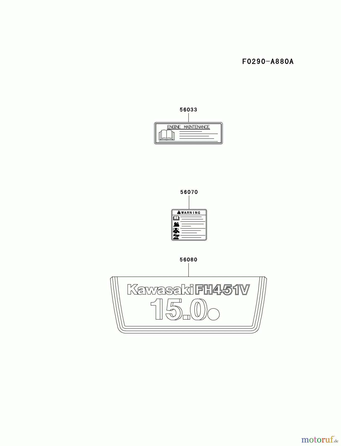  Kawasaki Motoren Motoren Vertikal FA210V - AS02 bis FH641V - DS24 FH451V-AS16 - Kawasaki FH451V 4-Stroke Engine LABEL