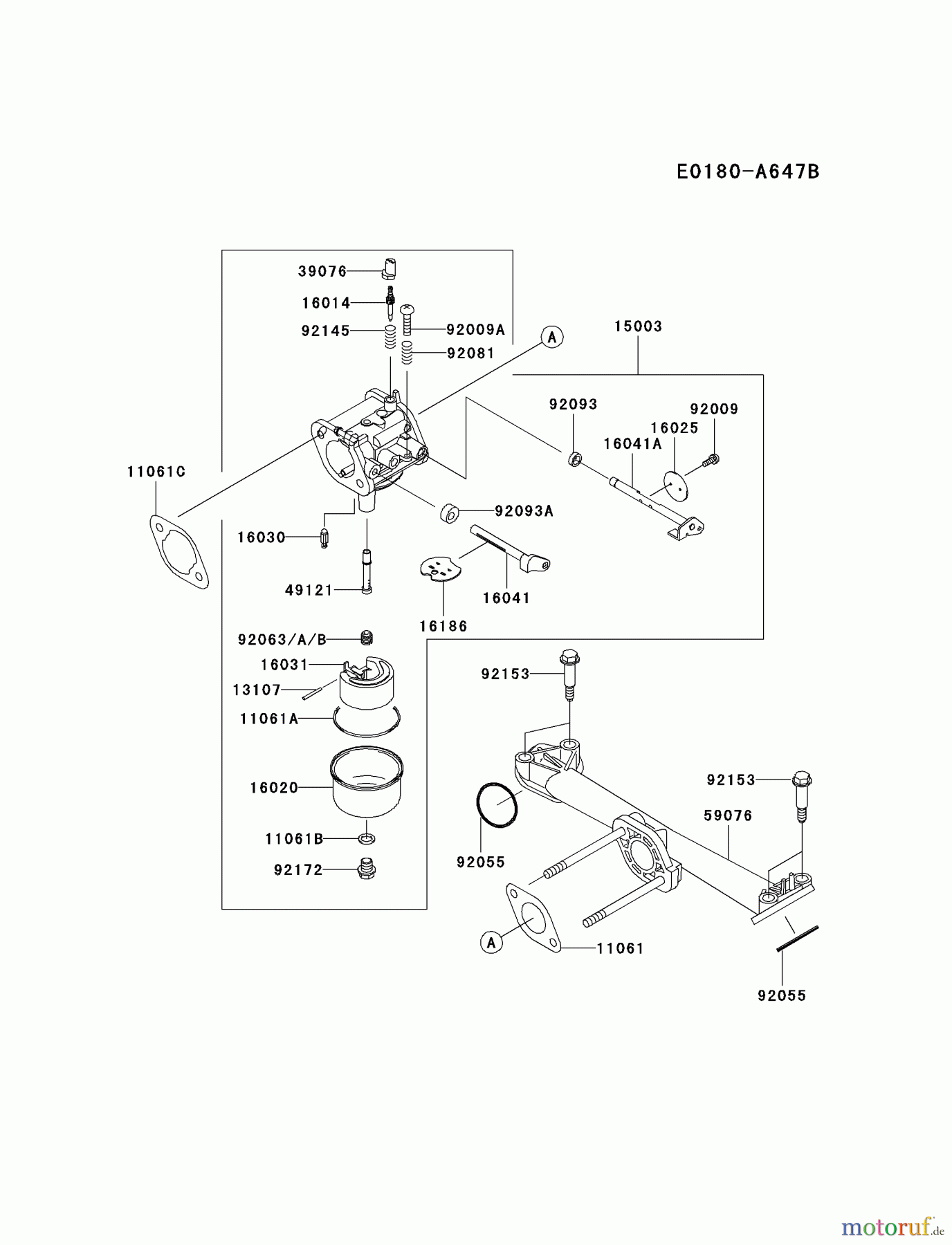  Kawasaki Motoren Motoren Vertikal FA210V - AS02 bis FH641V - DS24 FH480V-BS23 - Kawasaki FH480V 4-Stroke Engine CARBURETOR