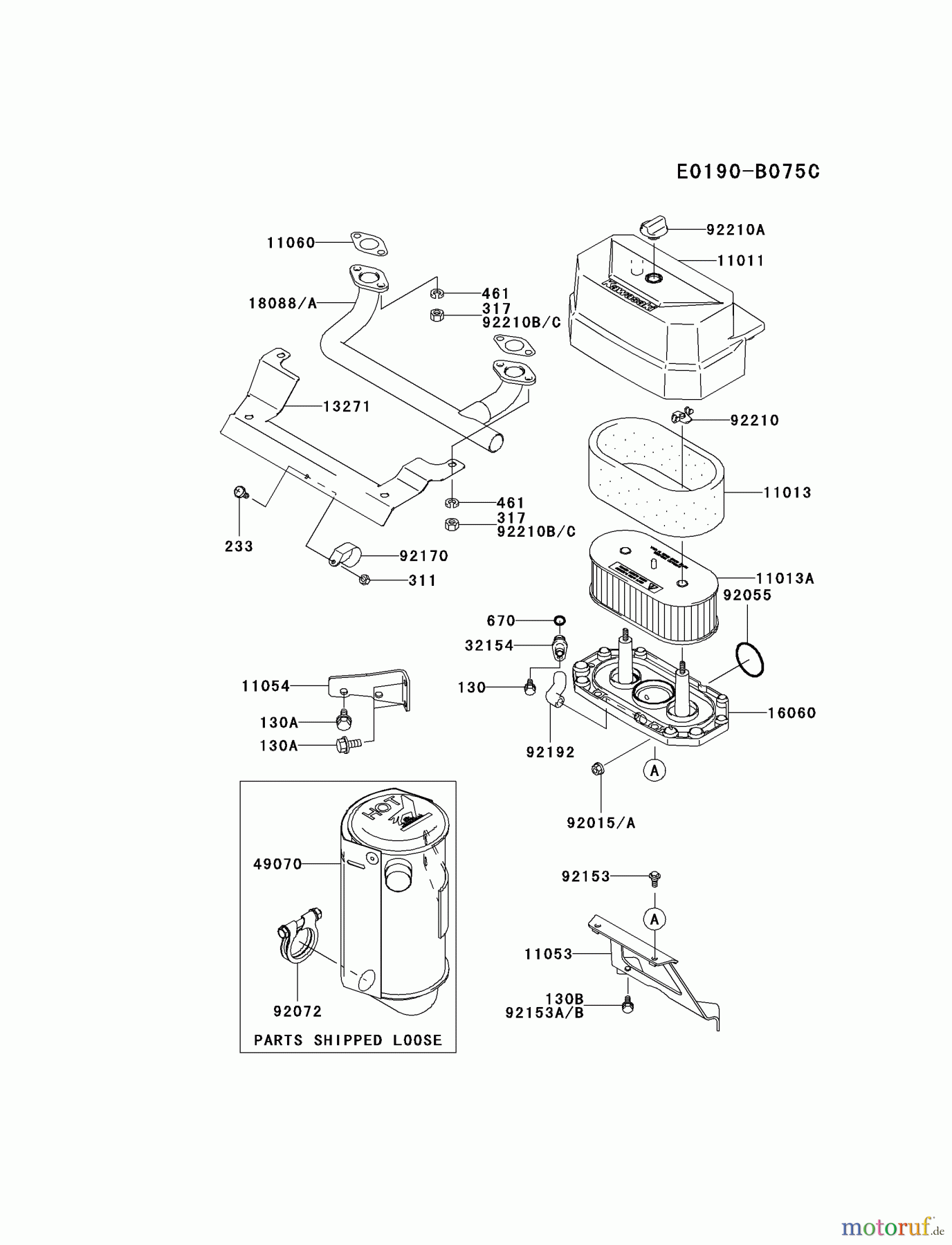  Kawasaki Motoren Motoren Vertikal FA210V - AS02 bis FH641V - DS24 FH480V-CS22 - Kawasaki FH480V 4-Stroke Engine AIR-FILTER/MUFFLER