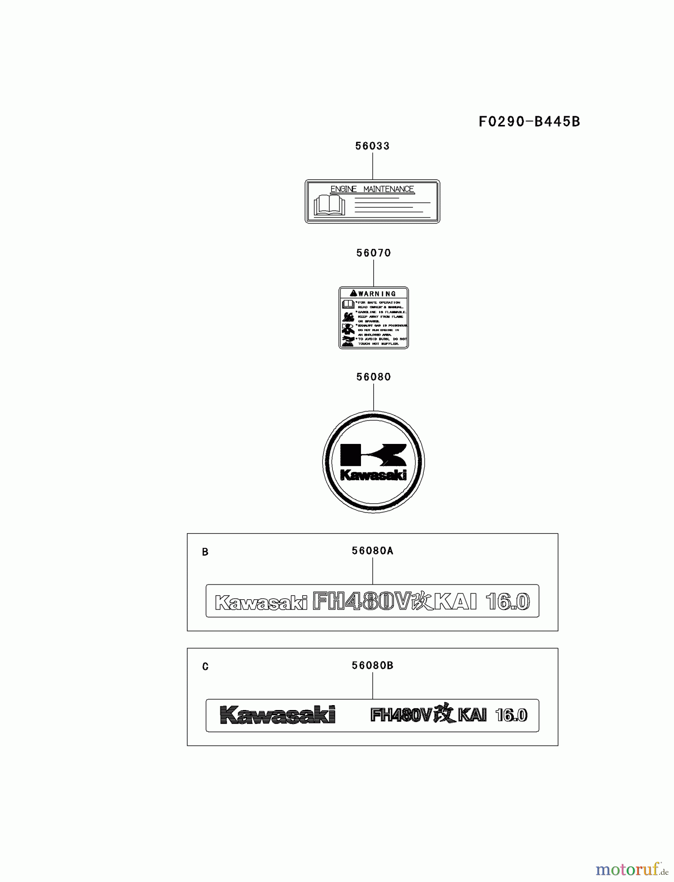  Kawasaki Motoren Motoren Vertikal FA210V - AS02 bis FH641V - DS24 FH480V-CS22 - Kawasaki FH480V 4-Stroke Engine LABEL