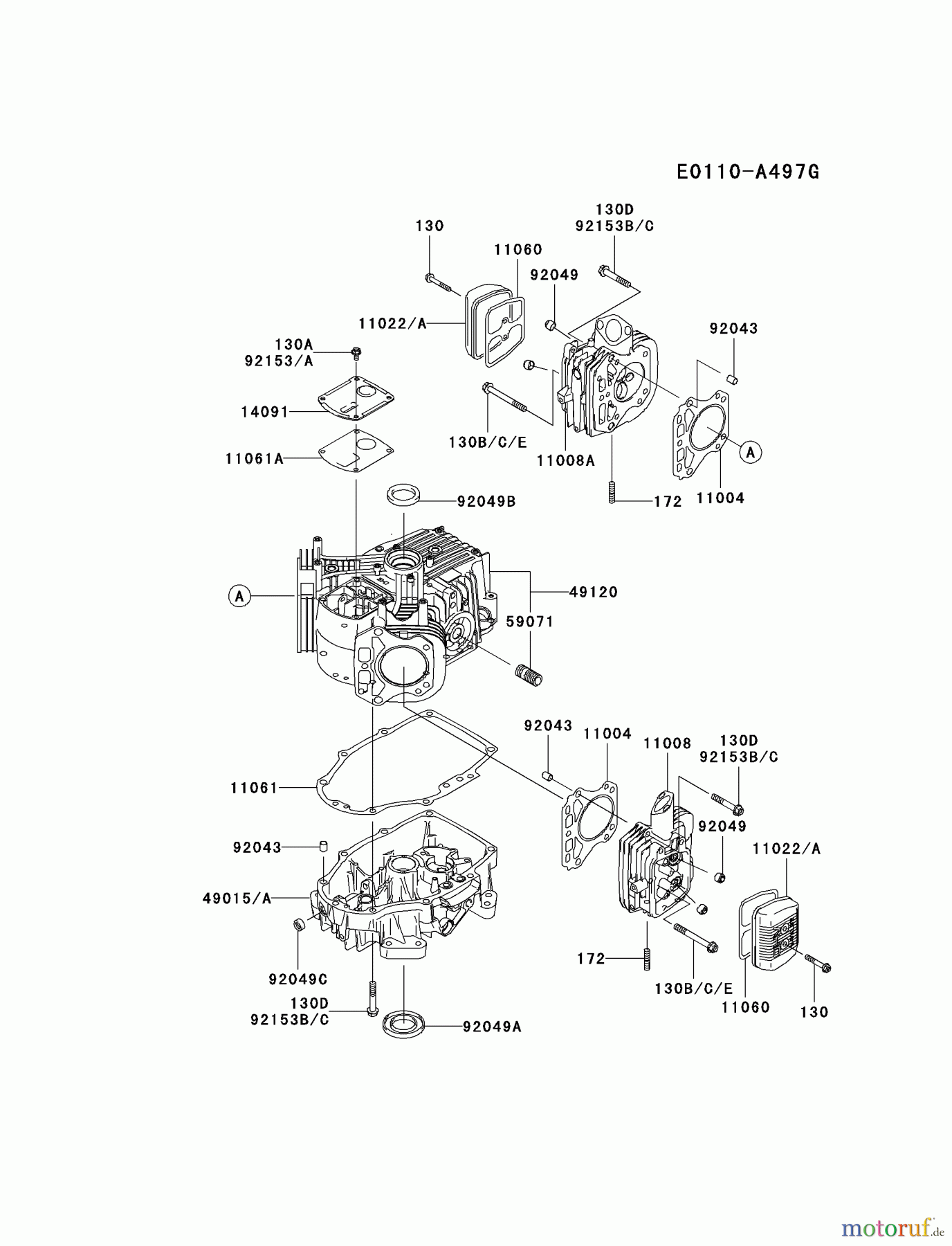  Kawasaki Motoren Motoren Vertikal FA210V - AS02 bis FH641V - DS24 FH480V-BS20 - Kawasaki FH480V 4-Stroke Engine CYLINDER/CRANKCASE