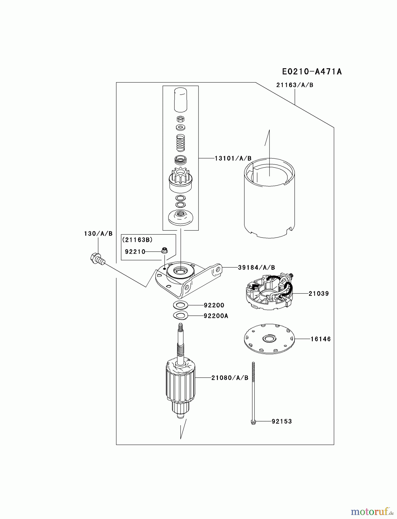  Kawasaki Motoren Motoren Vertikal FA210V - AS02 bis FH641V - DS24 FH480V-DS20 - Kawasaki FH480V 4-Stroke Engine STARTER
