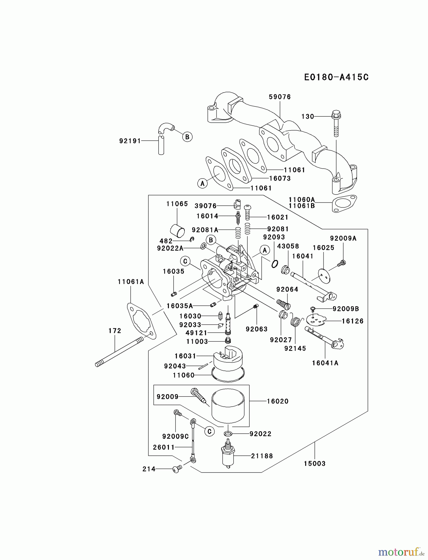  Kawasaki Motoren Motoren Vertikal FA210V - AS02 bis FH641V - DS24 FH500V-AS40 - Kawasaki FH500V 4-Stroke Engine CARBURETOR #2