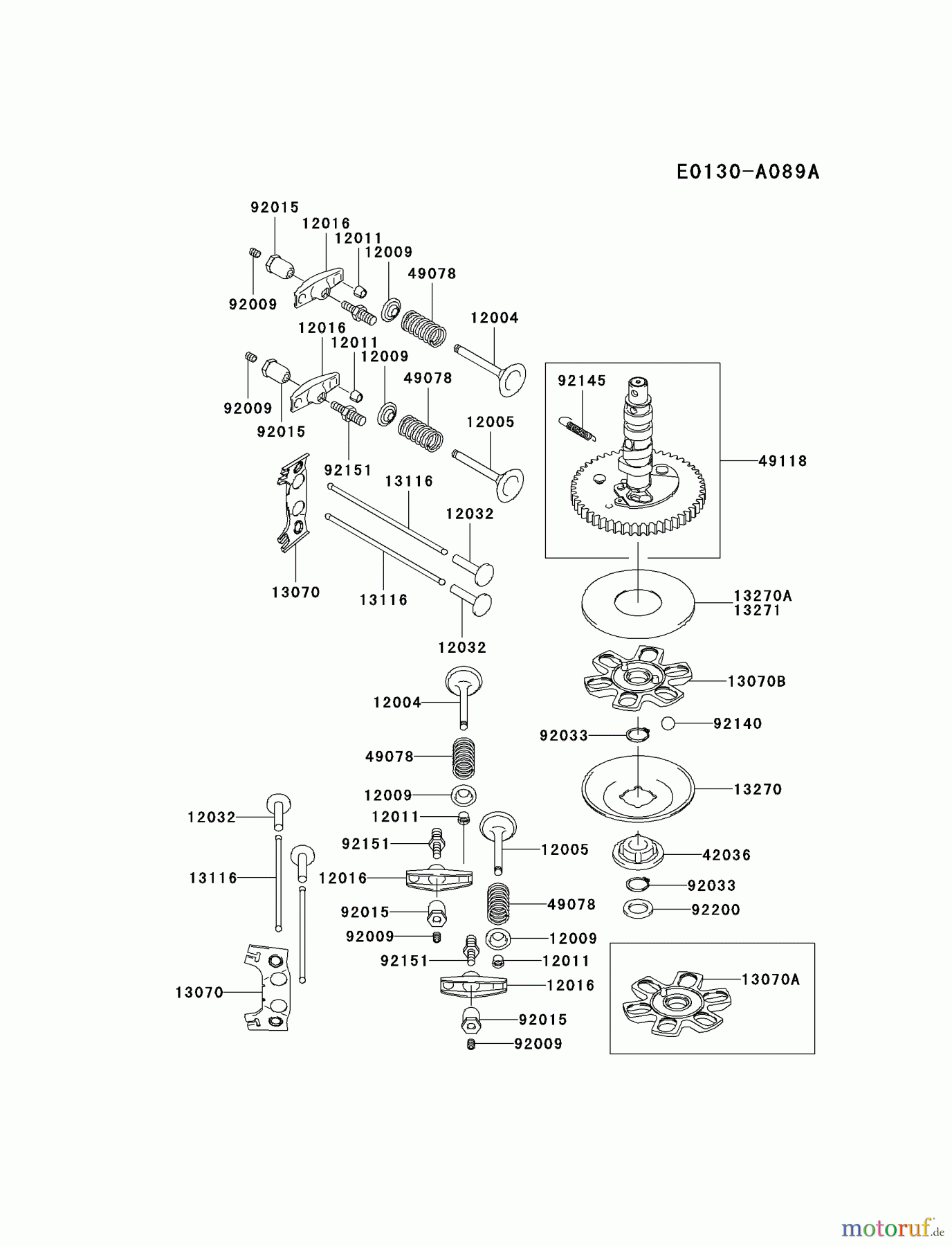  Kawasaki Motoren Motoren Vertikal FA210V - AS02 bis FH641V - DS24 FH500V-AS04 - Kawasaki FH500V 4-Stroke Engine VALVE/CAMSHAFT