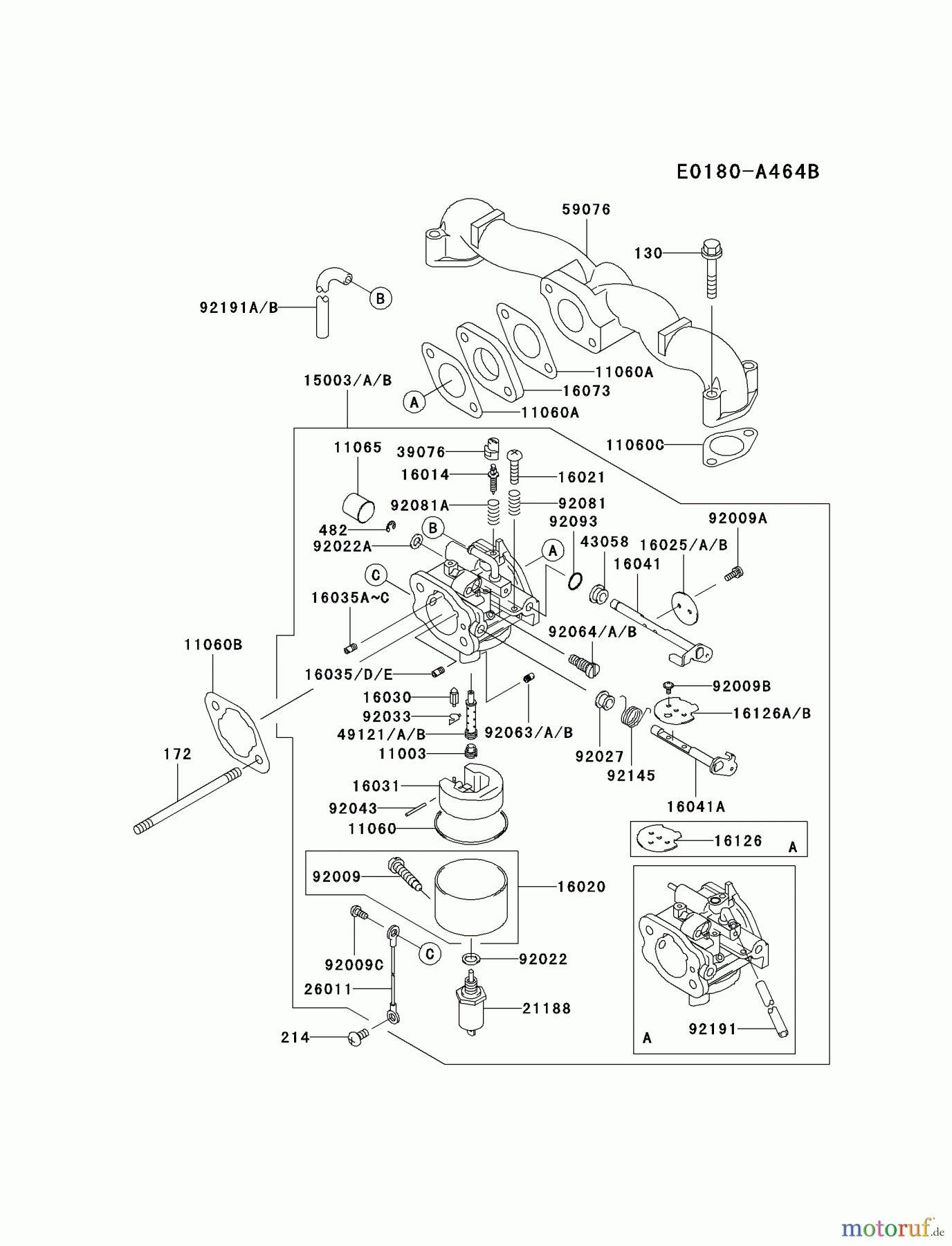  Kawasaki Motoren Motoren Vertikal FA210V - AS02 bis FH641V - DS24 FH500V-AS24 - Kawasaki FH500V 4-Stroke Engine CARBURETOR #2