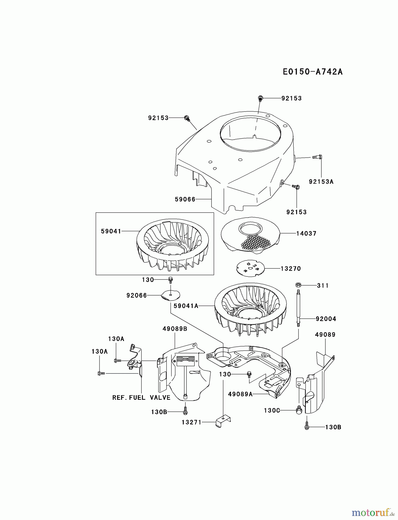  Kawasaki Motoren Motoren Vertikal FA210V - AS02 bis FH641V - DS24 FH451V-CS02 - Kawasaki FH451V 4-Stroke Engine COOLING-EQUIPMENT