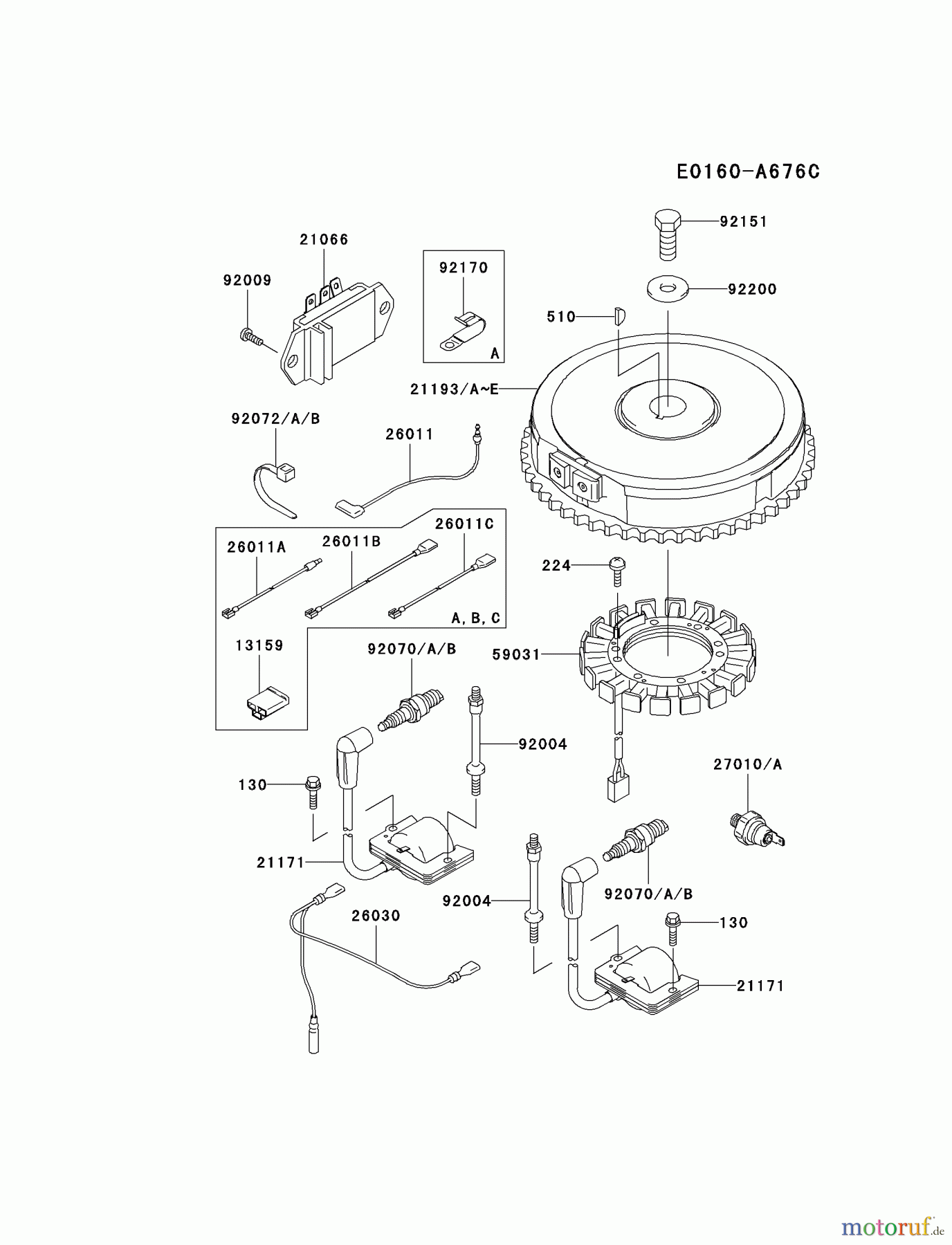  Kawasaki Motoren Motoren Vertikal FA210V - AS02 bis FH641V - DS24 FH500V-DS10 - Kawasaki FH500V 4-Stroke Engine ELECTRIC-EQUIPMENT