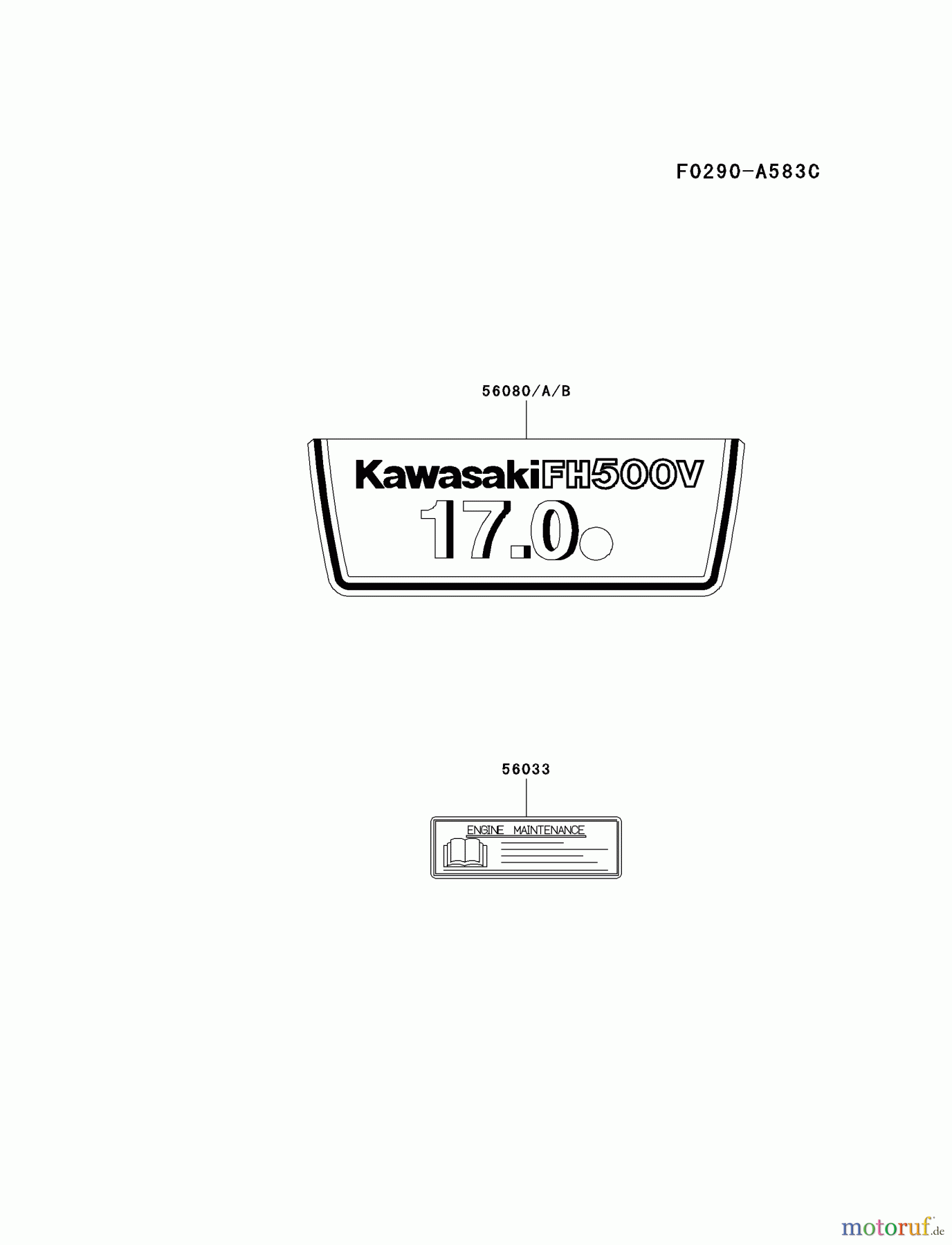  Kawasaki Motoren Motoren Vertikal FA210V - AS02 bis FH641V - DS24 FH500V-ES10 - Kawasaki FH500V 4-Stroke Engine LABEL