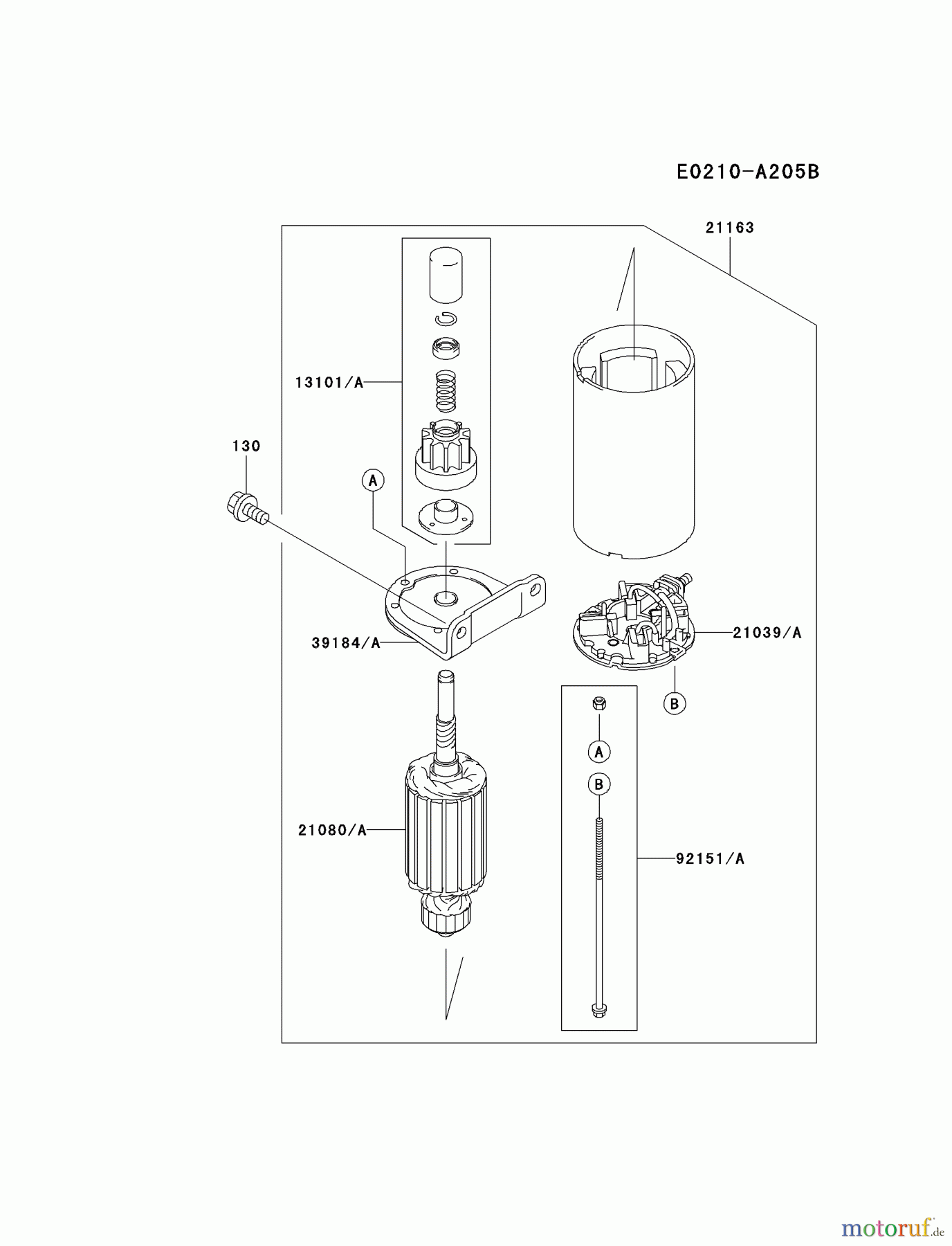  Kawasaki Motoren Motoren Vertikal FA210V - AS02 bis FH641V - DS24 FH500V-ES10 - Kawasaki FH500V 4-Stroke Engine STARTER