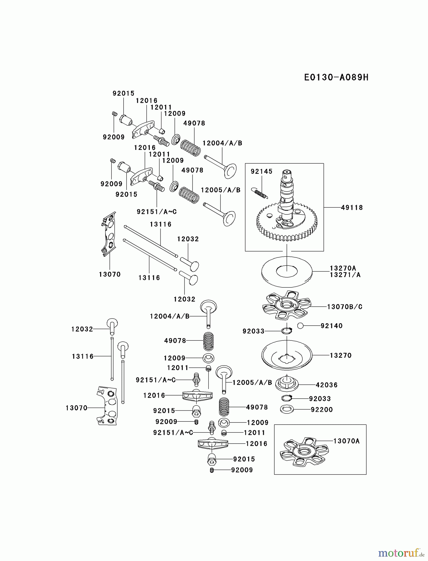  Kawasaki Motoren Motoren Vertikal FA210V - AS02 bis FH641V - DS24 FH500V-ES10 - Kawasaki FH500V 4-Stroke Engine VALVE/CAMSHAFT