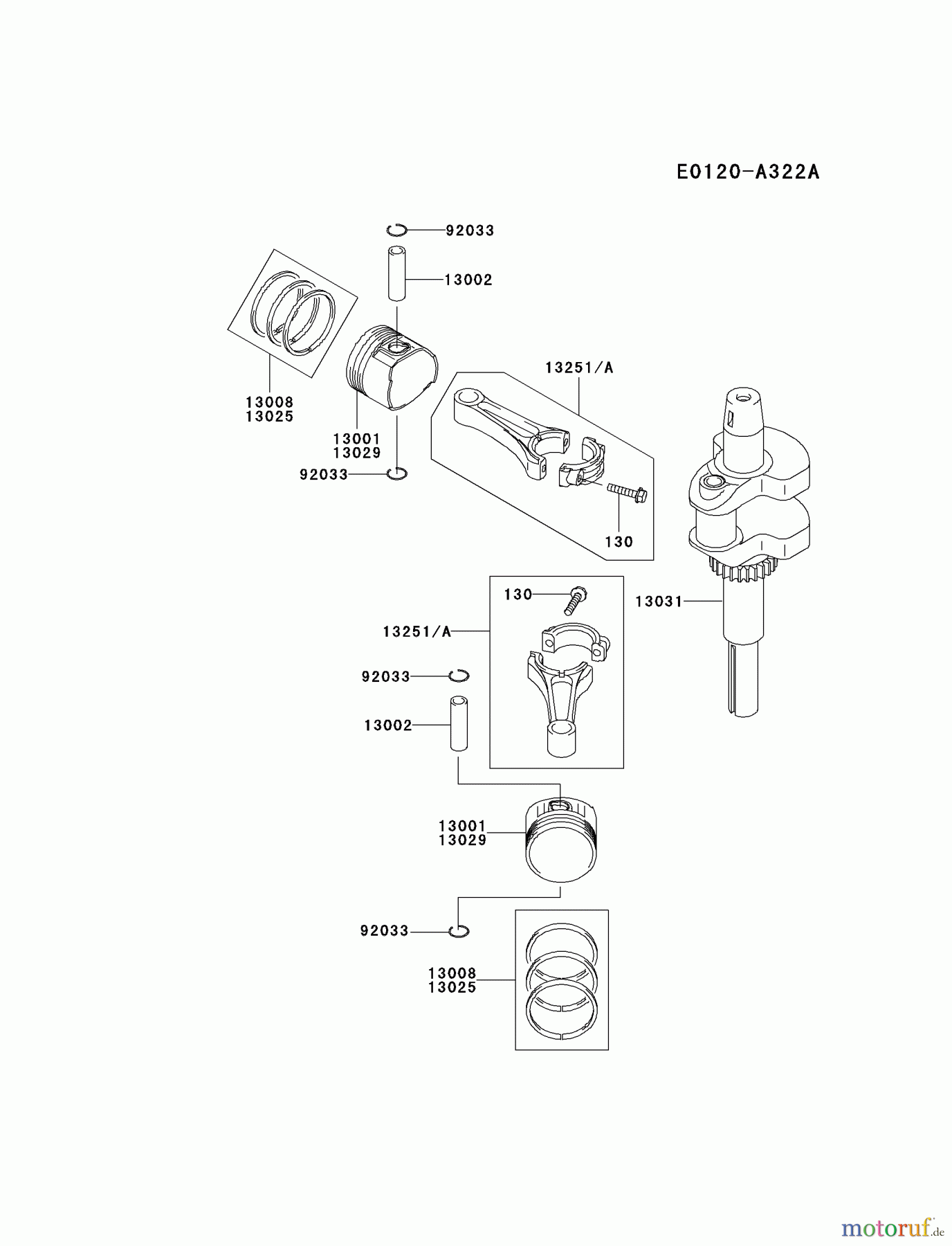  Kawasaki Motoren Motoren Vertikal FA210V - AS02 bis FH641V - DS24 FH451V-BS16 - Kawasaki FH451V 4-Stroke Engine PISTON/CRANKSHAFT