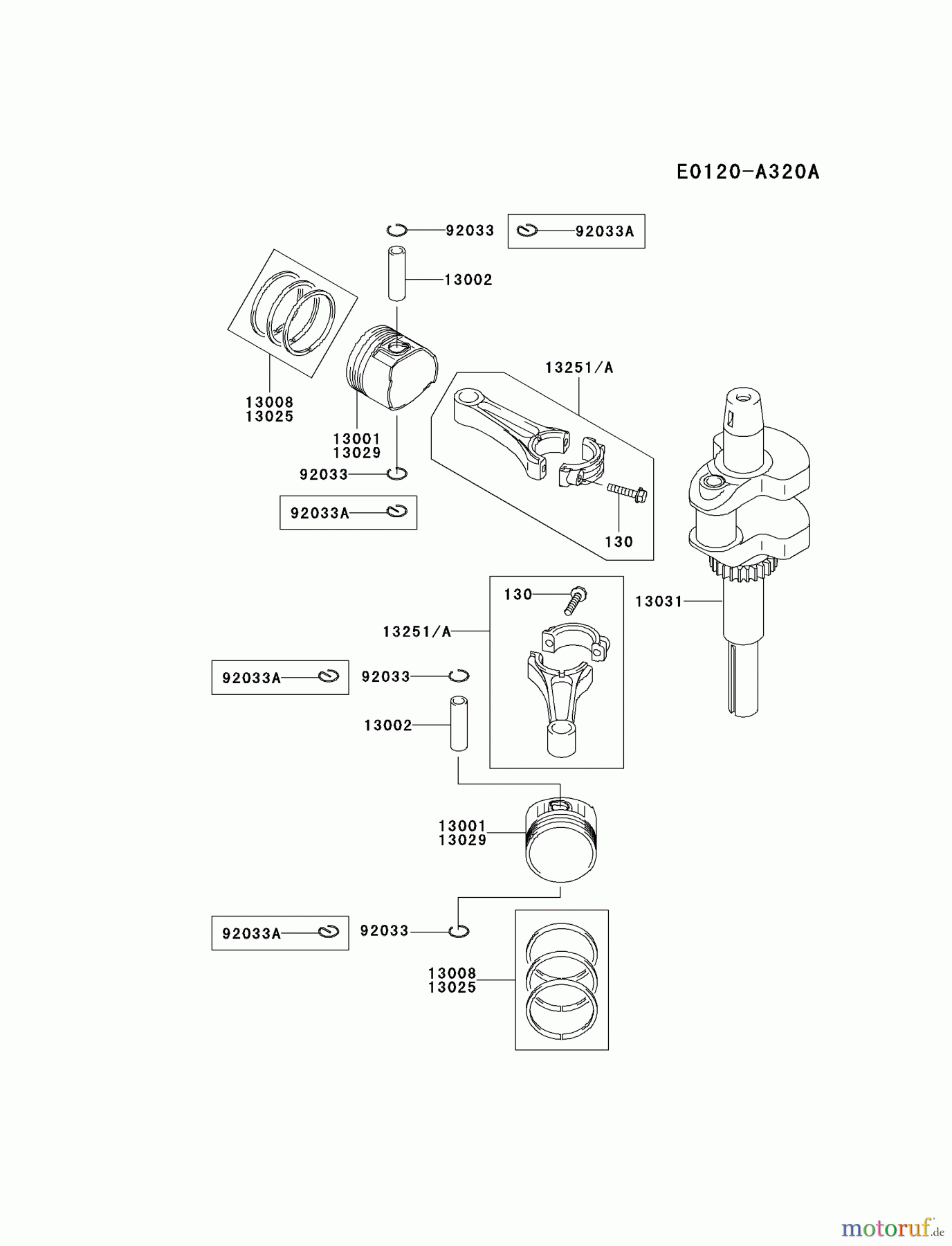  Kawasaki Motoren Motoren Vertikal FA210V - AS02 bis FH641V - DS24 FH451V-CS02 - Kawasaki FH451V 4-Stroke Engine PISTON/CRANKSHAFT