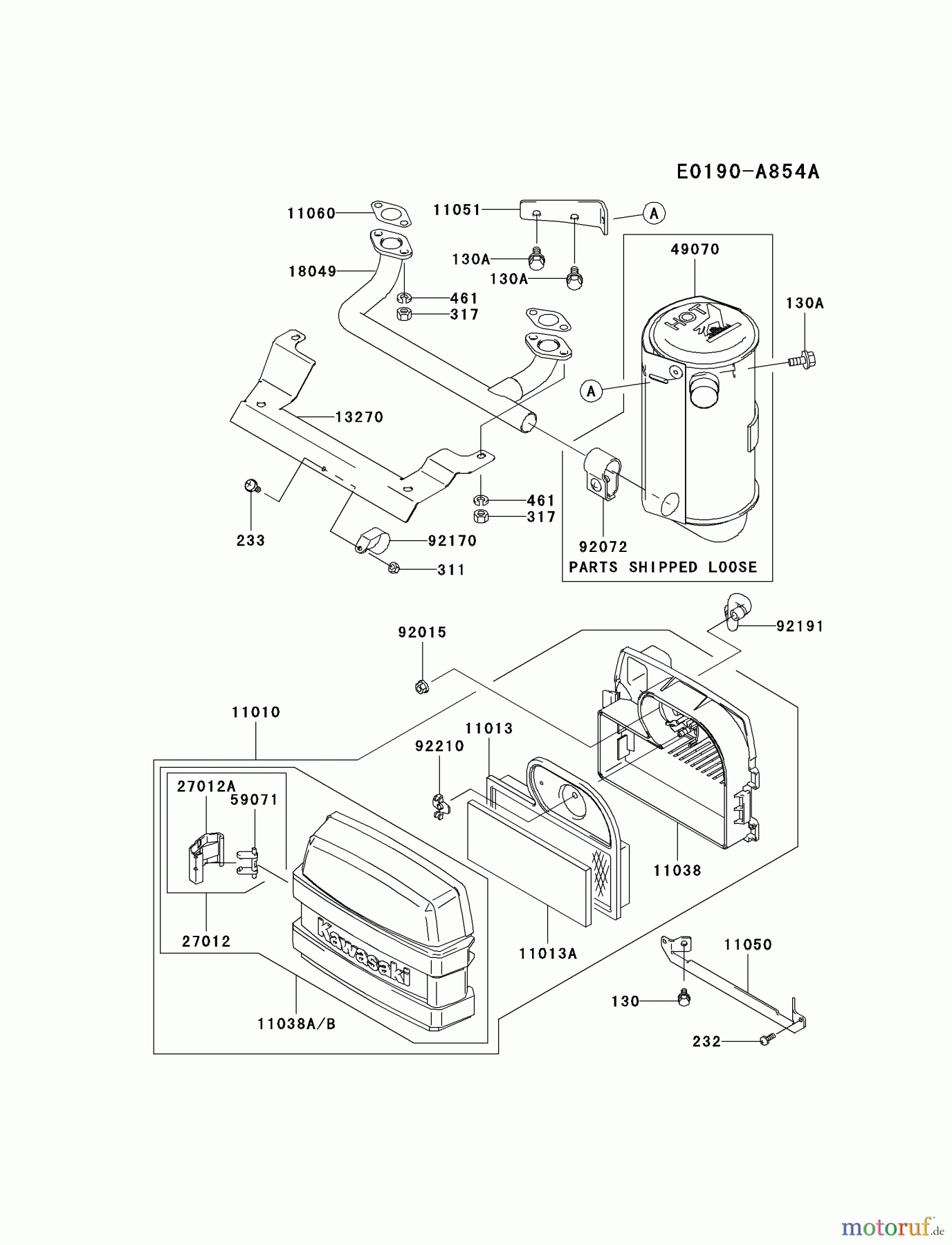  Kawasaki Motoren Motoren Vertikal FA210V - AS02 bis FH641V - DS24 FH531V-BS05 - Kawasaki FH531V 4-Stroke Engine AIR-FILTER/MUFFLER