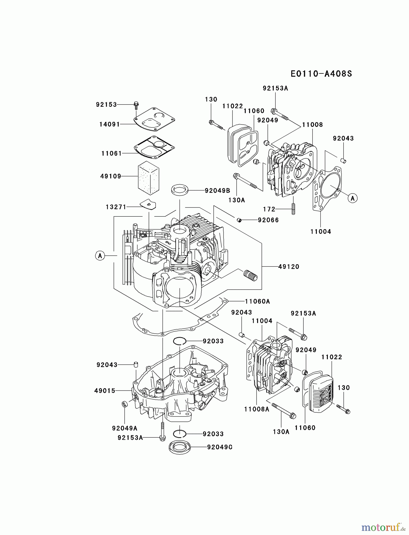  Kawasaki Motoren Motoren Vertikal FA210V - AS02 bis FH641V - DS24 FH541V-AS42 - Kawasaki FH541V 4-Stroke Engine CYLINDER/CRANKCASE