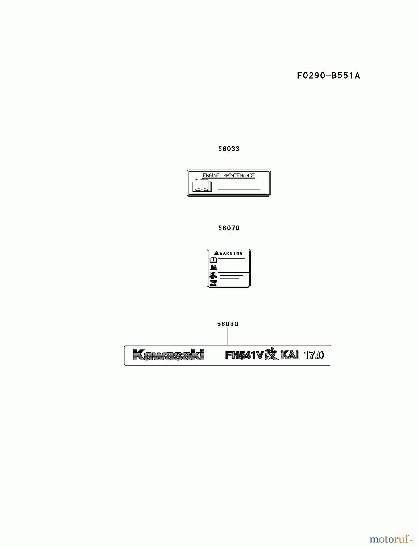  Kawasaki Motoren Motoren Vertikal FA210V - AS02 bis FH641V - DS24 FH541V-AS48 - Kawasaki FH541V 4-Stroke Engine LABEL