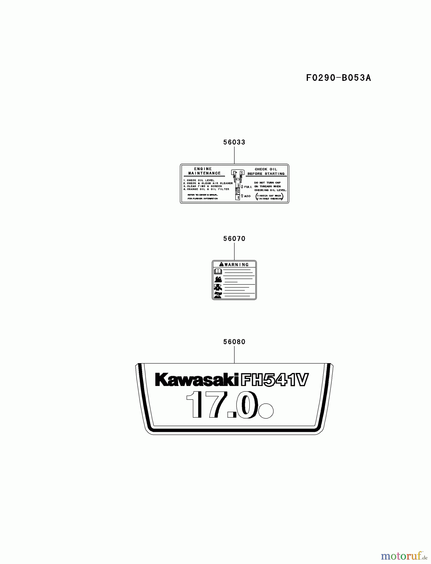  Kawasaki Motoren Motoren Vertikal FA210V - AS02 bis FH641V - DS24 FH541V-AS04 - Kawasaki FH541V 4-Stroke Engine LABEL