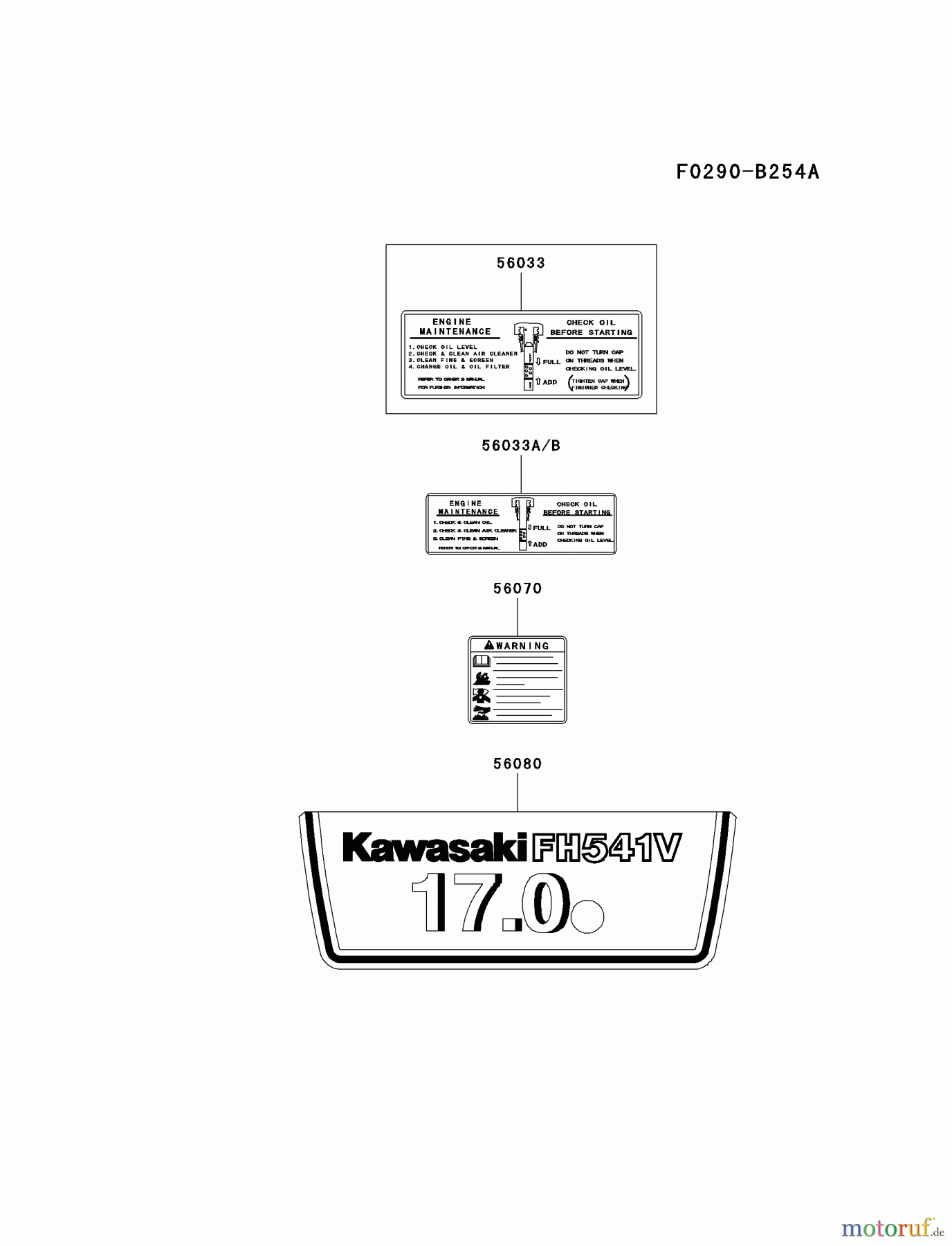  Kawasaki Motoren Motoren Vertikal FA210V - AS02 bis FH641V - DS24 FH541V-AS05 - Kawasaki FH541V 4-Stroke Engine LABEL