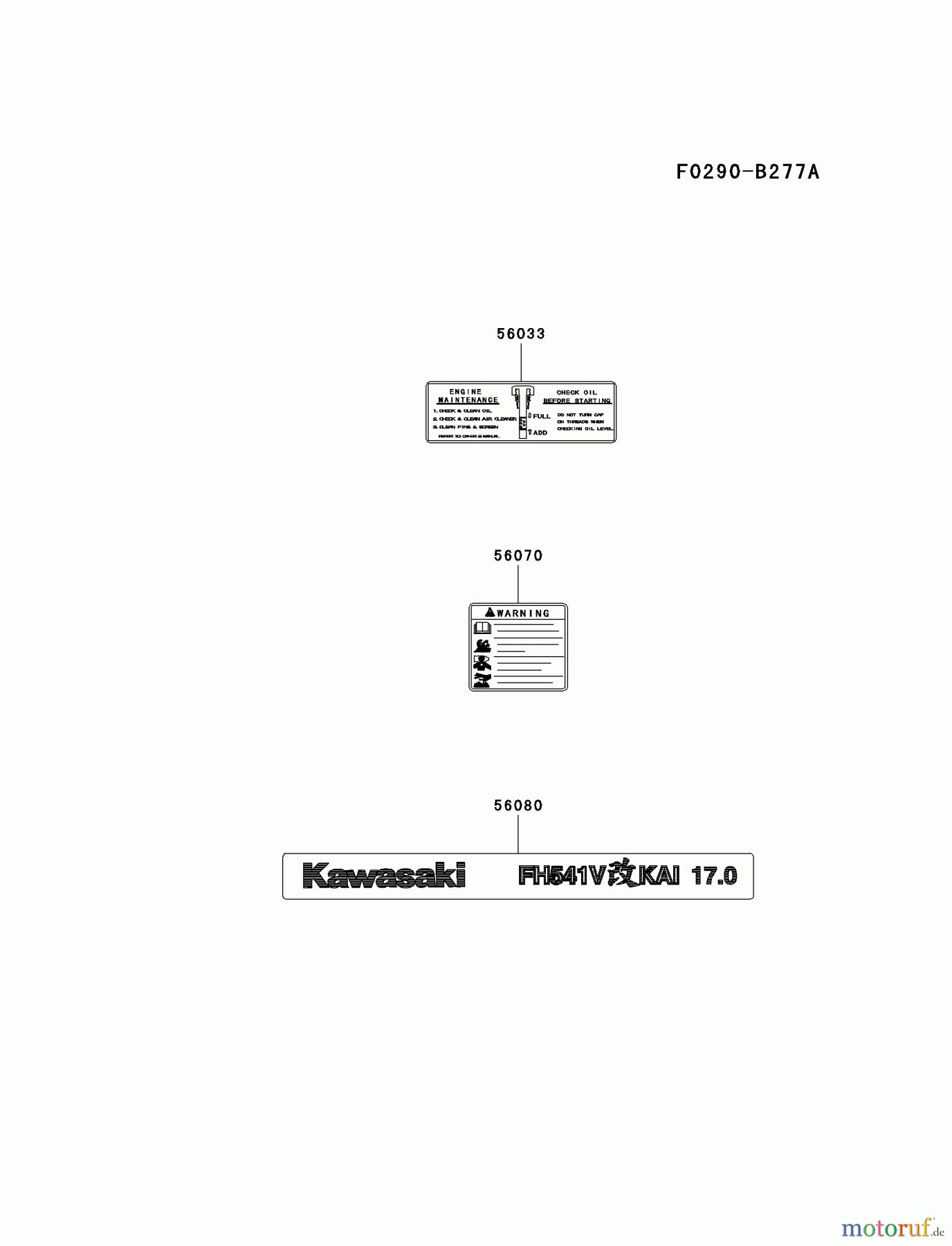  Kawasaki Motoren Motoren Vertikal FA210V - AS02 bis FH641V - DS24 FH541V-AS36 - Kawasaki FH541V 4-Stroke Engine LABEL