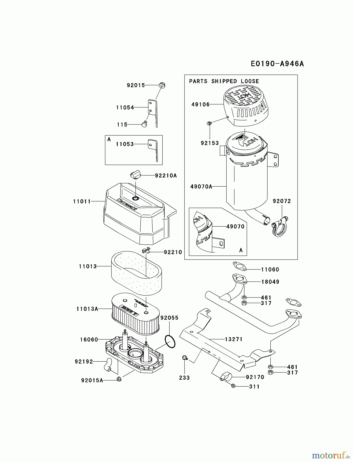  Kawasaki Motoren Motoren Vertikal FA210V - AS02 bis FH641V - DS24 FH541V-BS38 - Kawasaki FH541V 4-Stroke Engine AIR-FILTER/MUFFLER