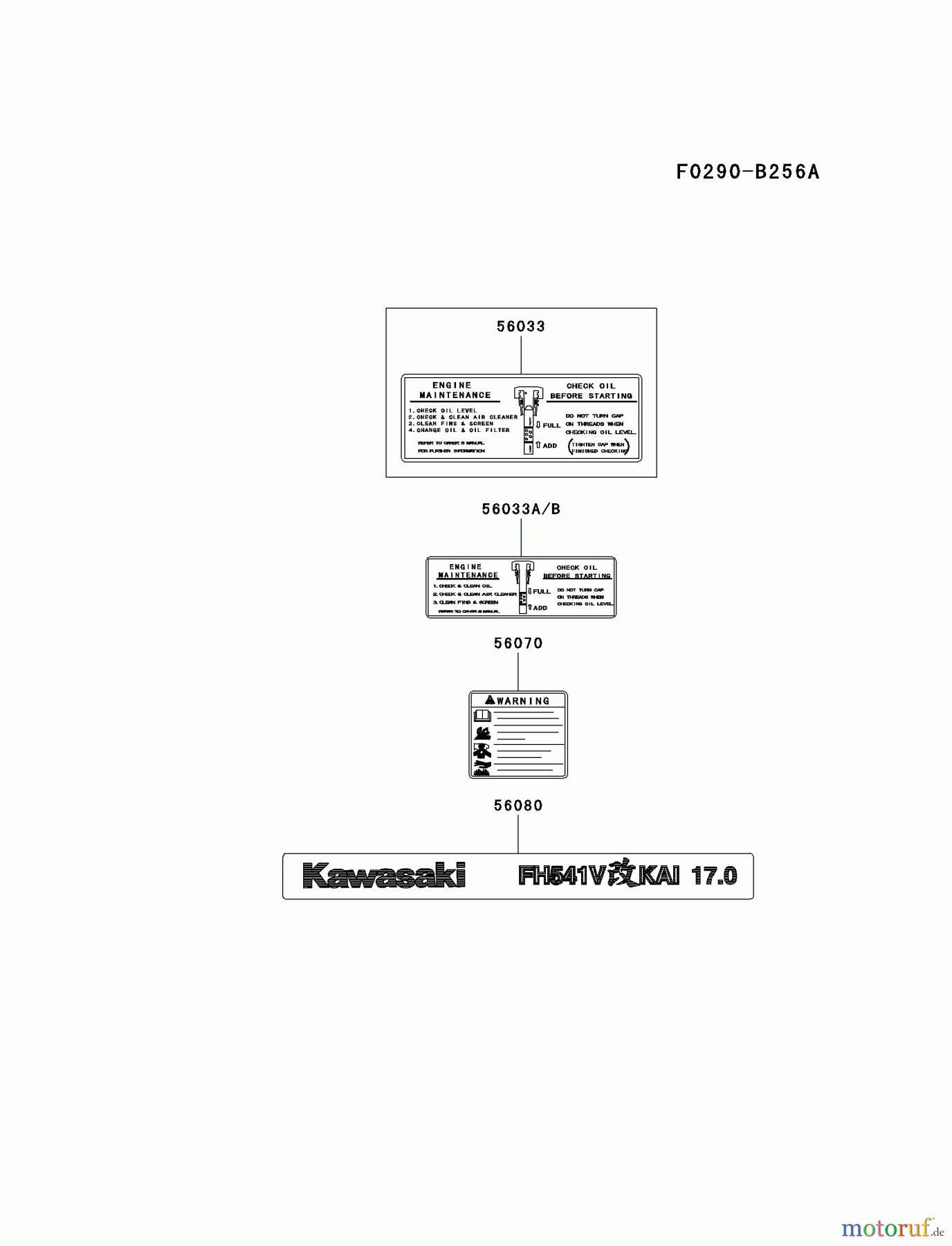  Kawasaki Motoren Motoren Vertikal FA210V - AS02 bis FH641V - DS24 FH541V-BS24 - Kawasaki FH541V 4-Stroke Engine LABEL