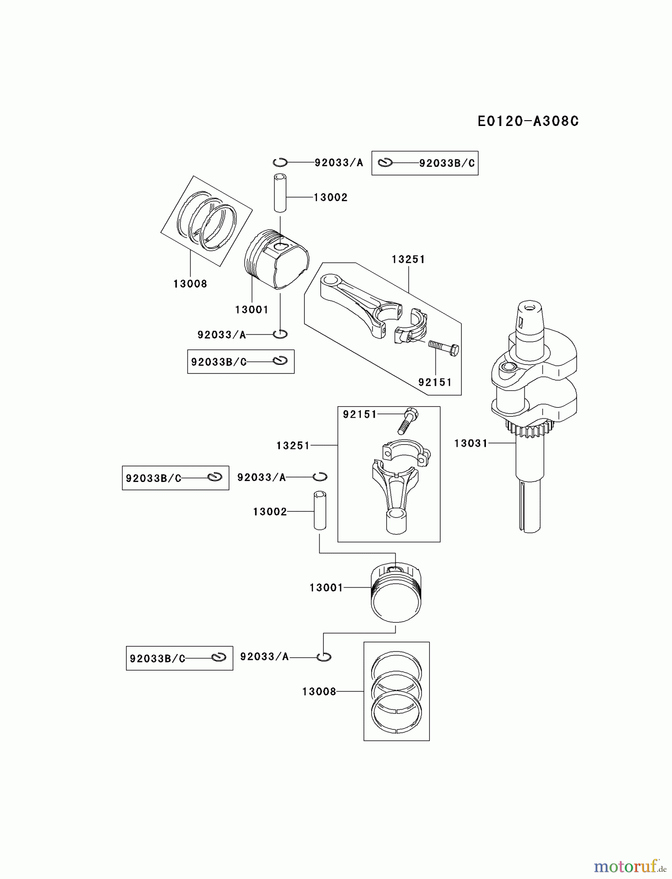  Kawasaki Motoren Motoren Vertikal FA210V - AS02 bis FH641V - DS24 FH541V-CS20 - Kawasaki FH541V 4-Stroke Engine PISTON/CRANKSHAFT