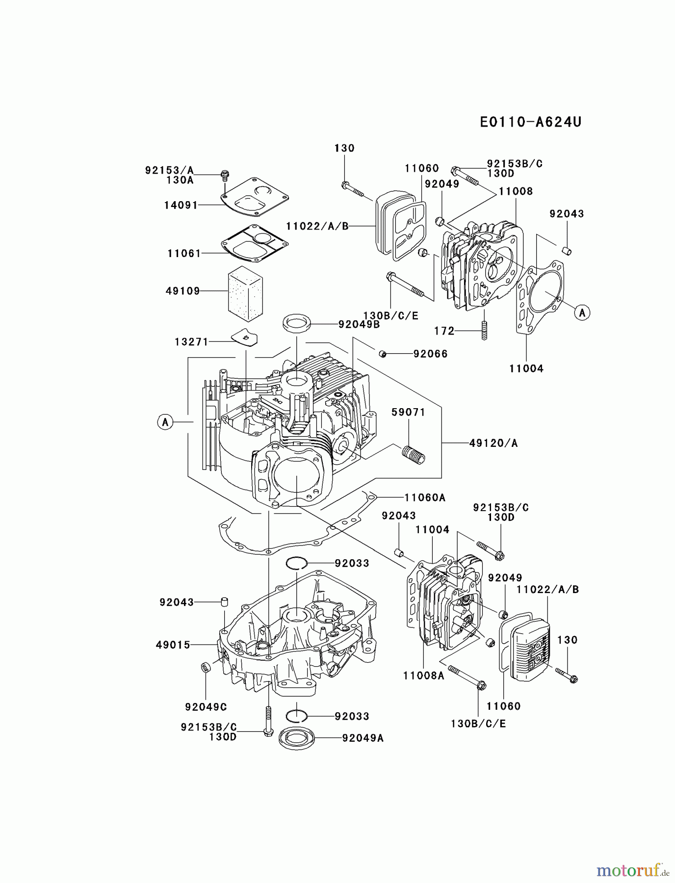  Kawasaki Motoren Motoren Vertikal FA210V - AS02 bis FH641V - DS24 FH541V-BS40 - Kawasaki FH541V 4-Stroke Engine CYLINDER/CRANKCASE