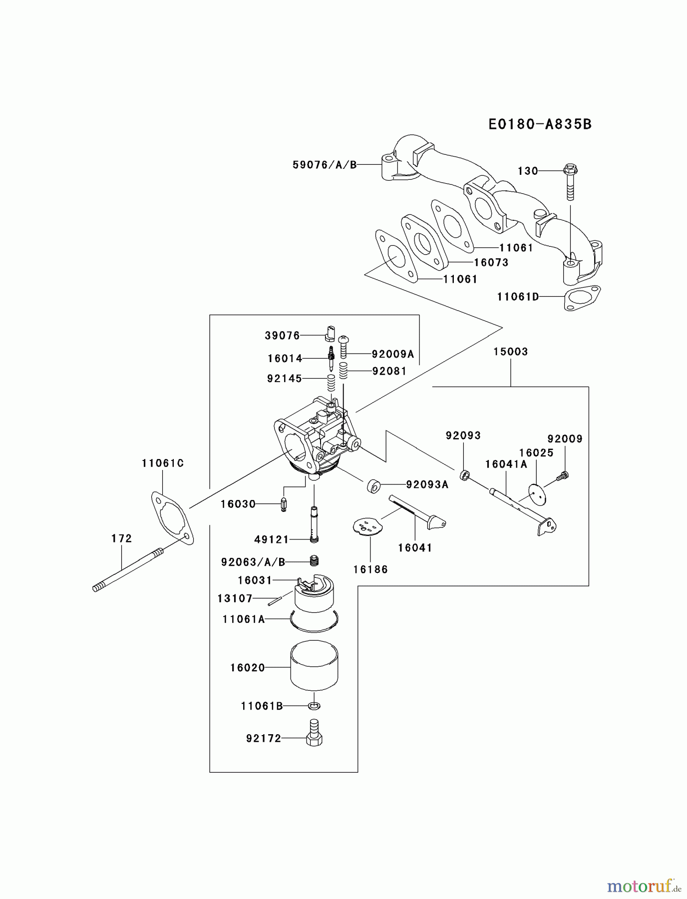  Kawasaki Motoren Motoren Vertikal FA210V - AS02 bis FH641V - DS24 FH541V-CS06 - Kawasaki FH541V 4-Stroke Engine CARBURETOR